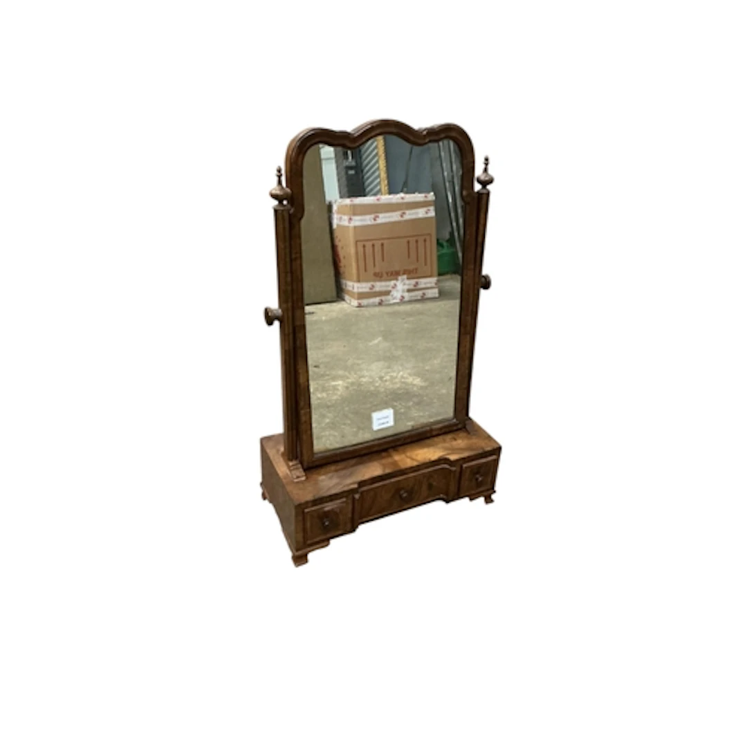 An 18th century and later walnut toilet mirror, width 41cm, ...