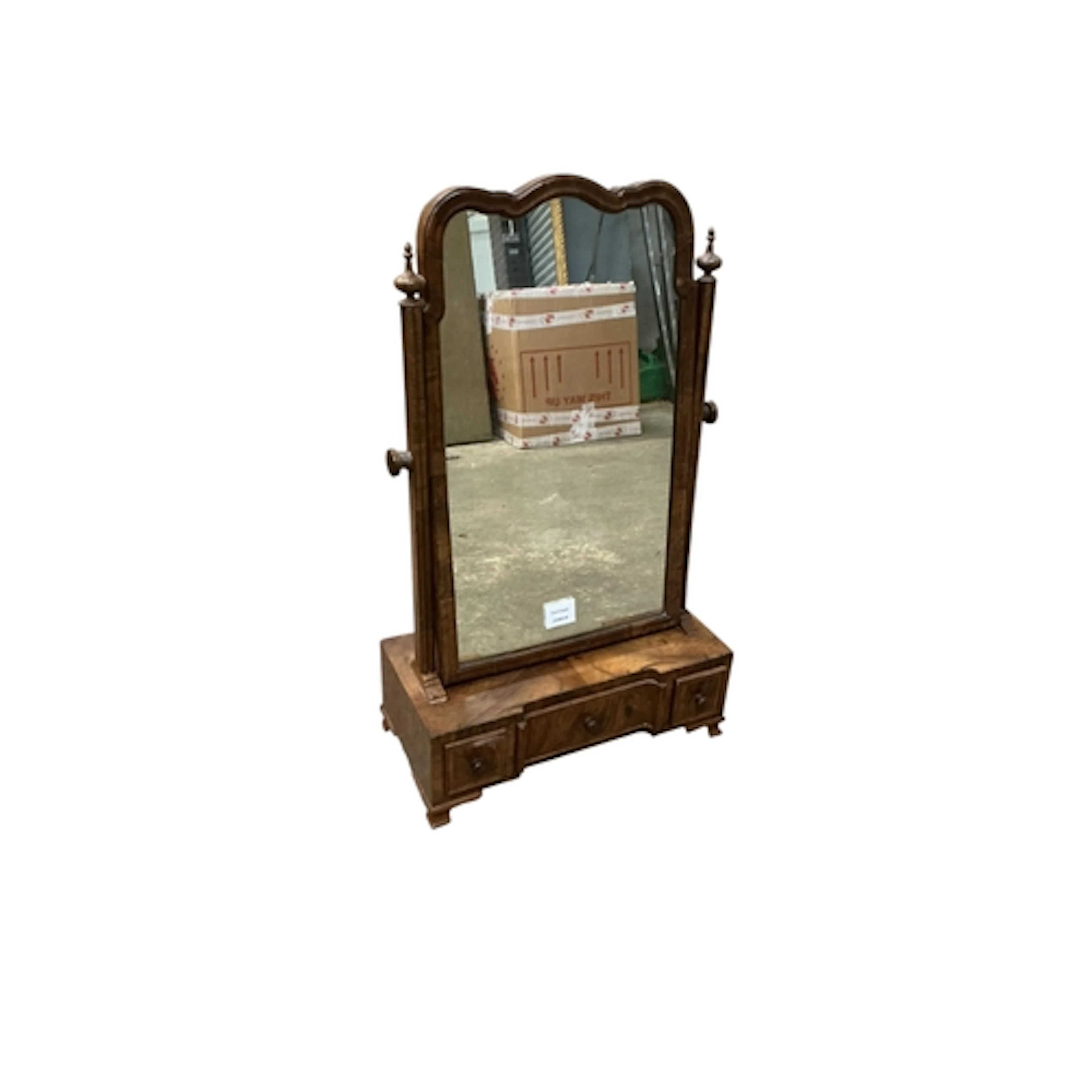 An 18th century and later walnut toilet mirror, width 41cm, ...