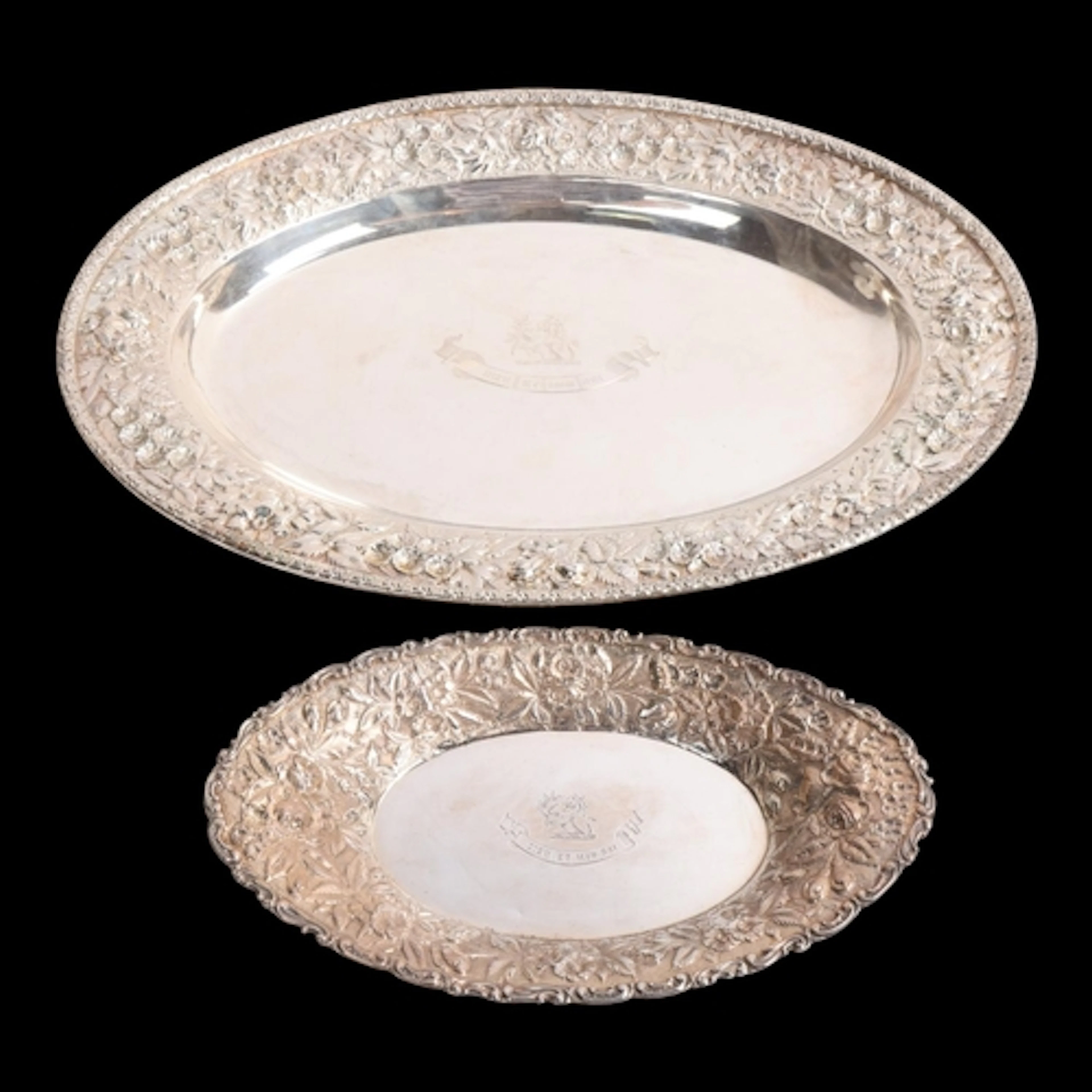 2 graduated American sterling silver serving dishes, A Jacob...