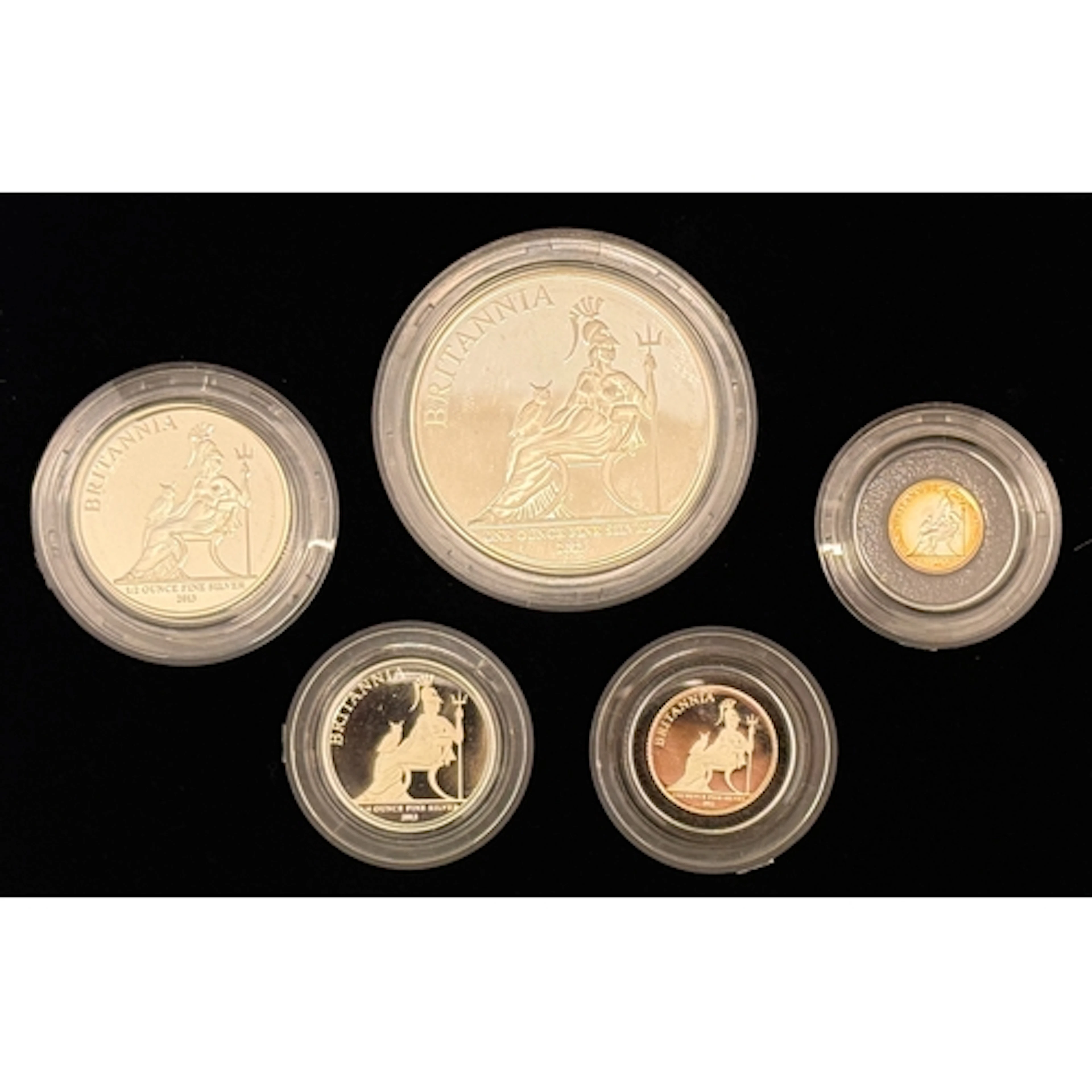 2013 UK Queen Elizabeth II Royal Mint five-coin silver Brita...