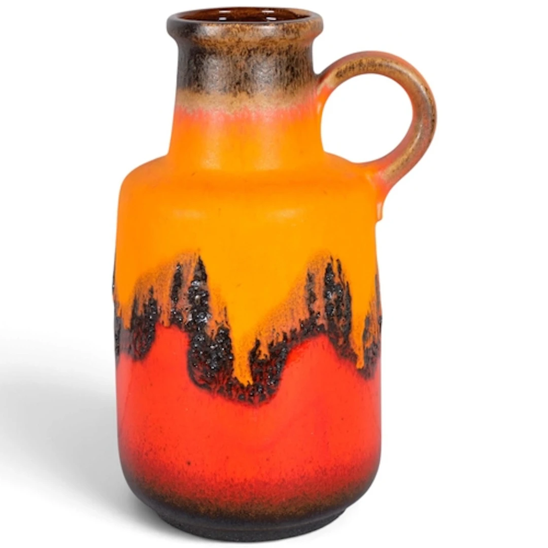 A Scheurich, West German pottery mid-century fat lava vase w...