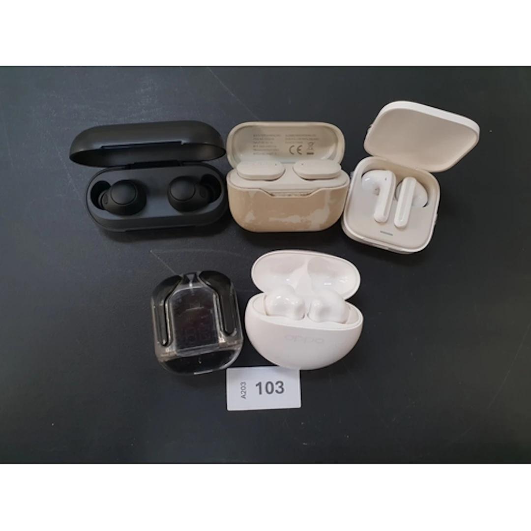 FIVE PAIRS OF EARBUDS including Sony