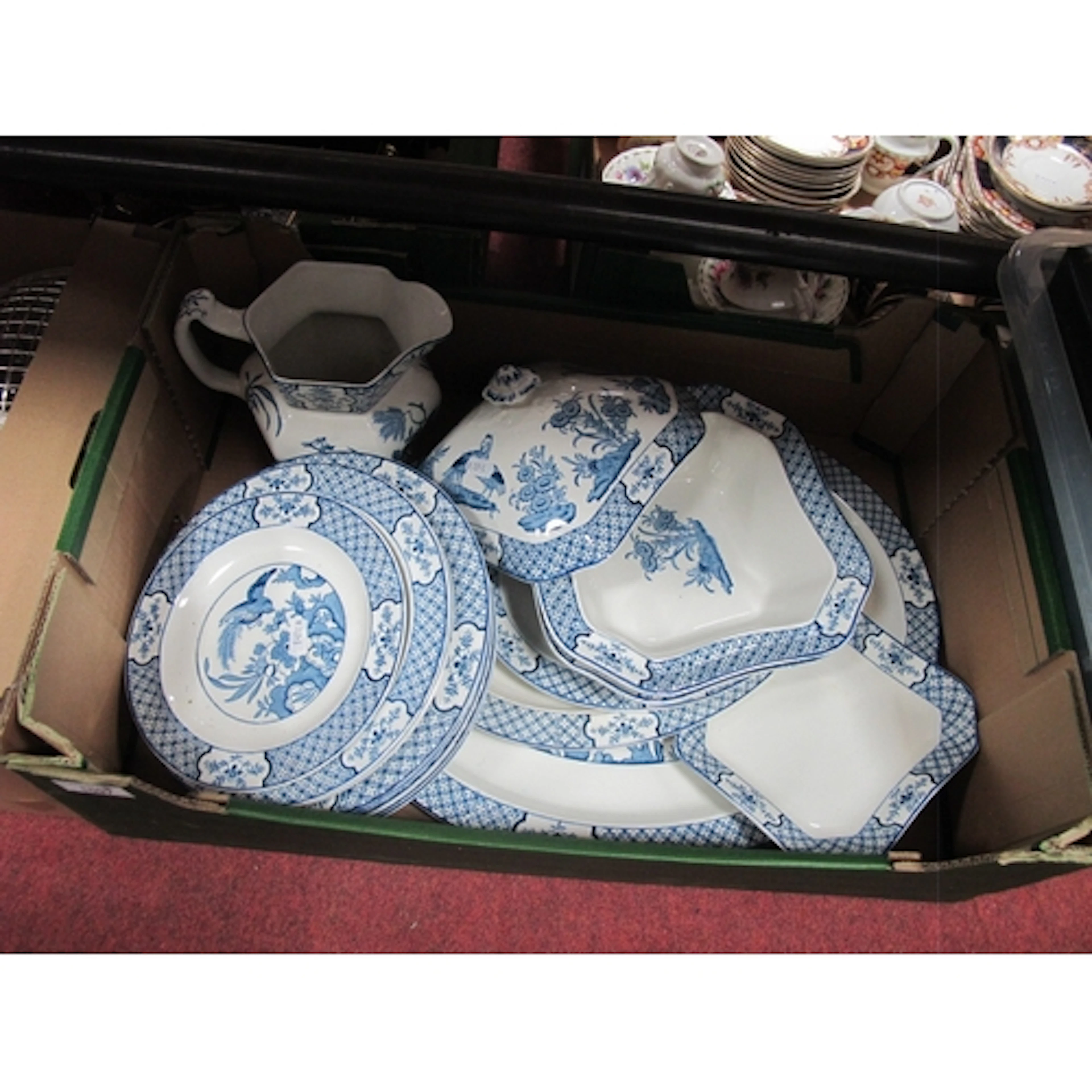 Wood & Sons "Yuan" pattern blue and white dinner and serving...