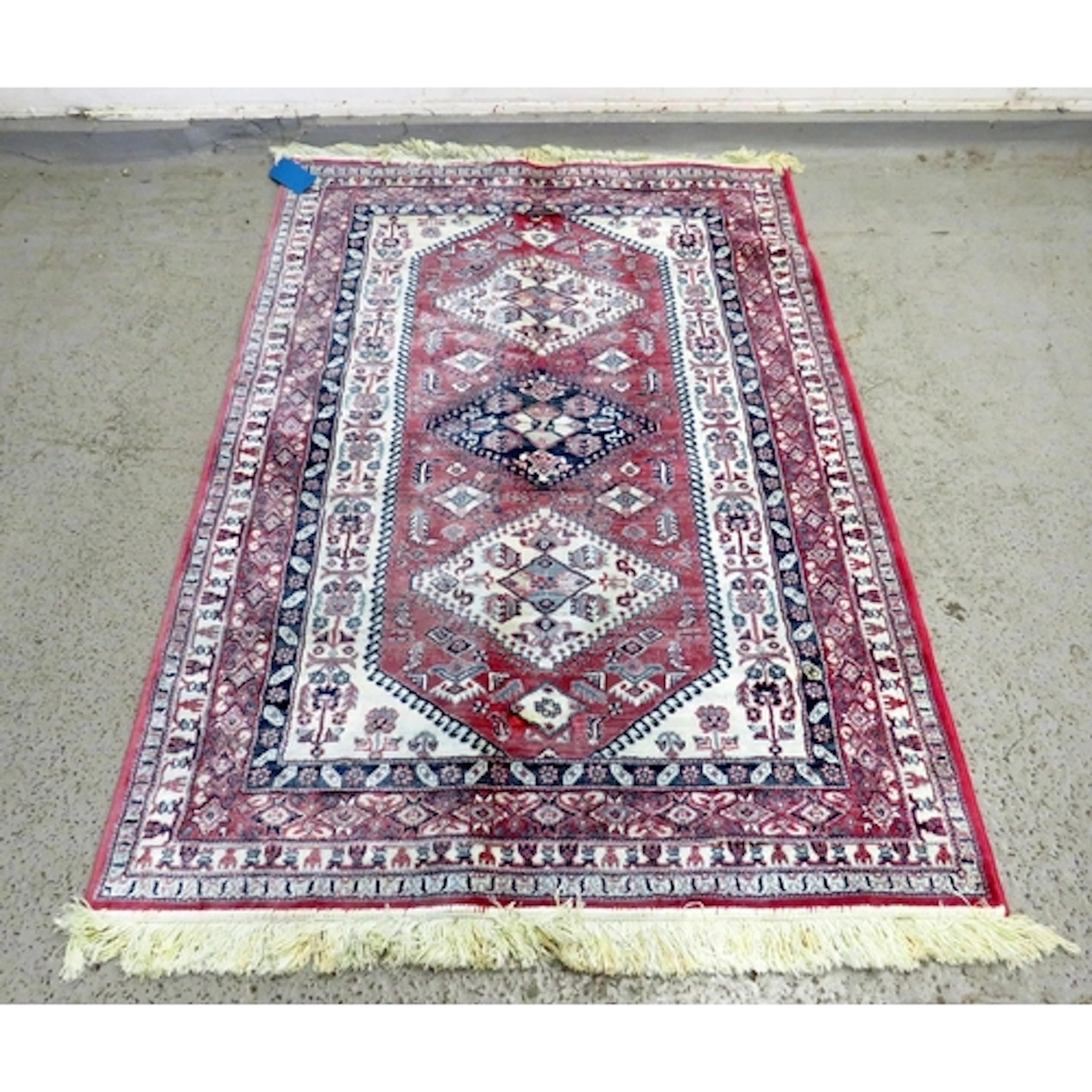 Kashmir Made in Belgium Rug with pink & white geometric desi...