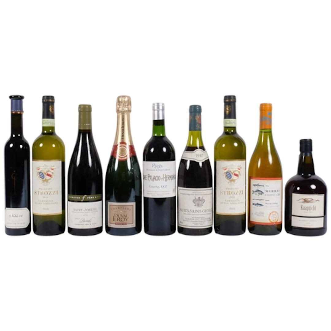 9 bottles of wine, including Kaapzicht 2011, 2 bottles of St...