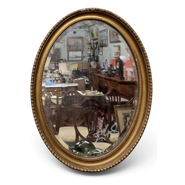 A 19th Century Timber and Plaster Gilt oval Mirror with moul...