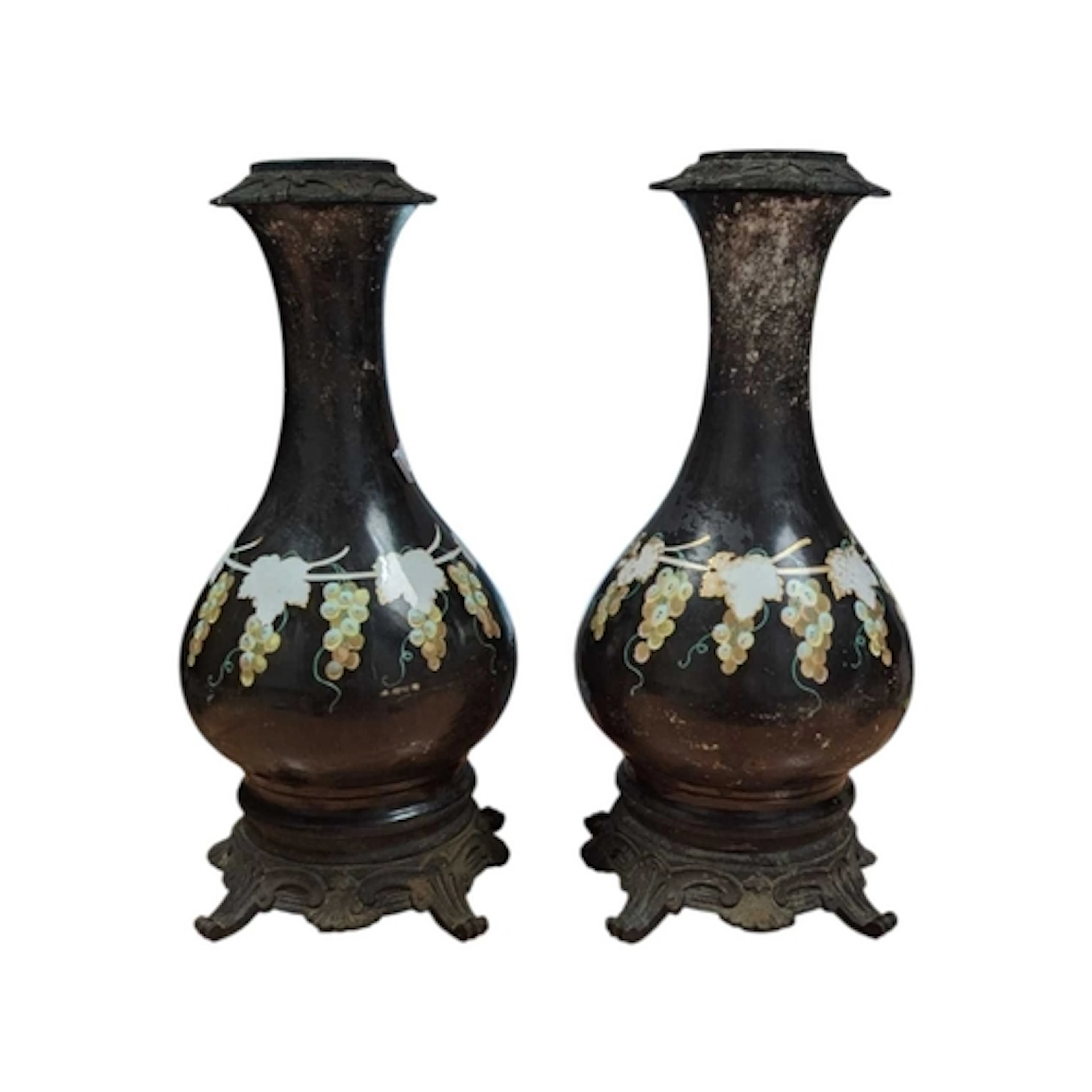 A pair of 19th century French lacquered metal chinoiserie st...