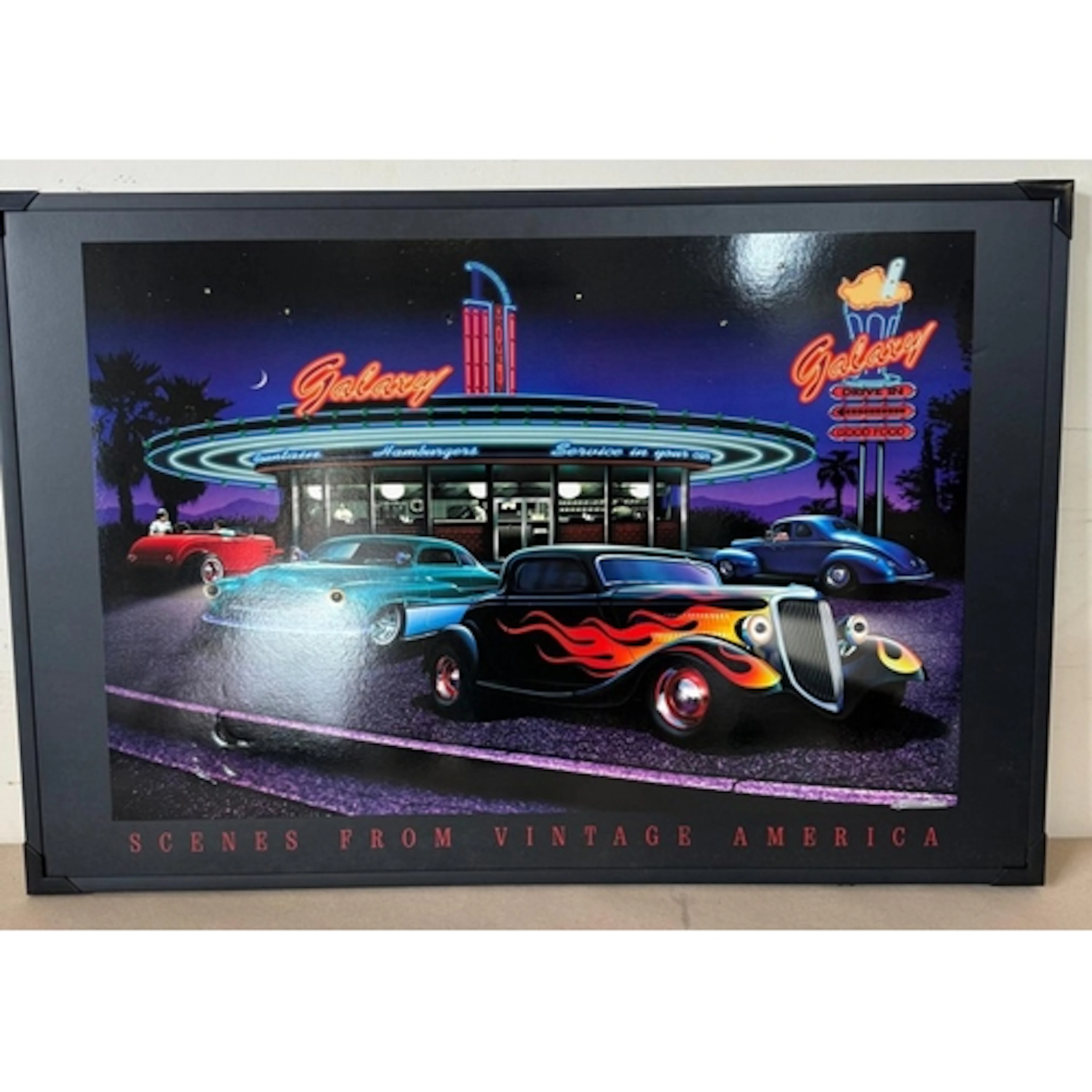 A mixed media picture of a 1950's American diner 92cm x 62cm