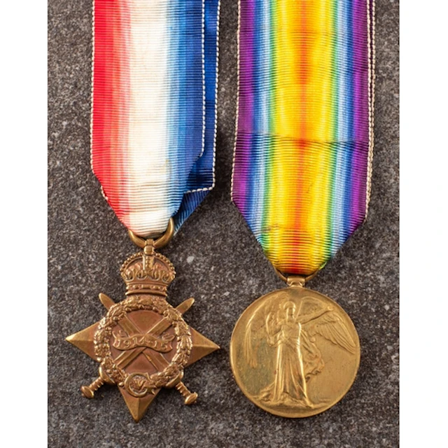 A WWI pair to '53357 Dvr. W Mitchell RE' 1914-15 Star and Vi...