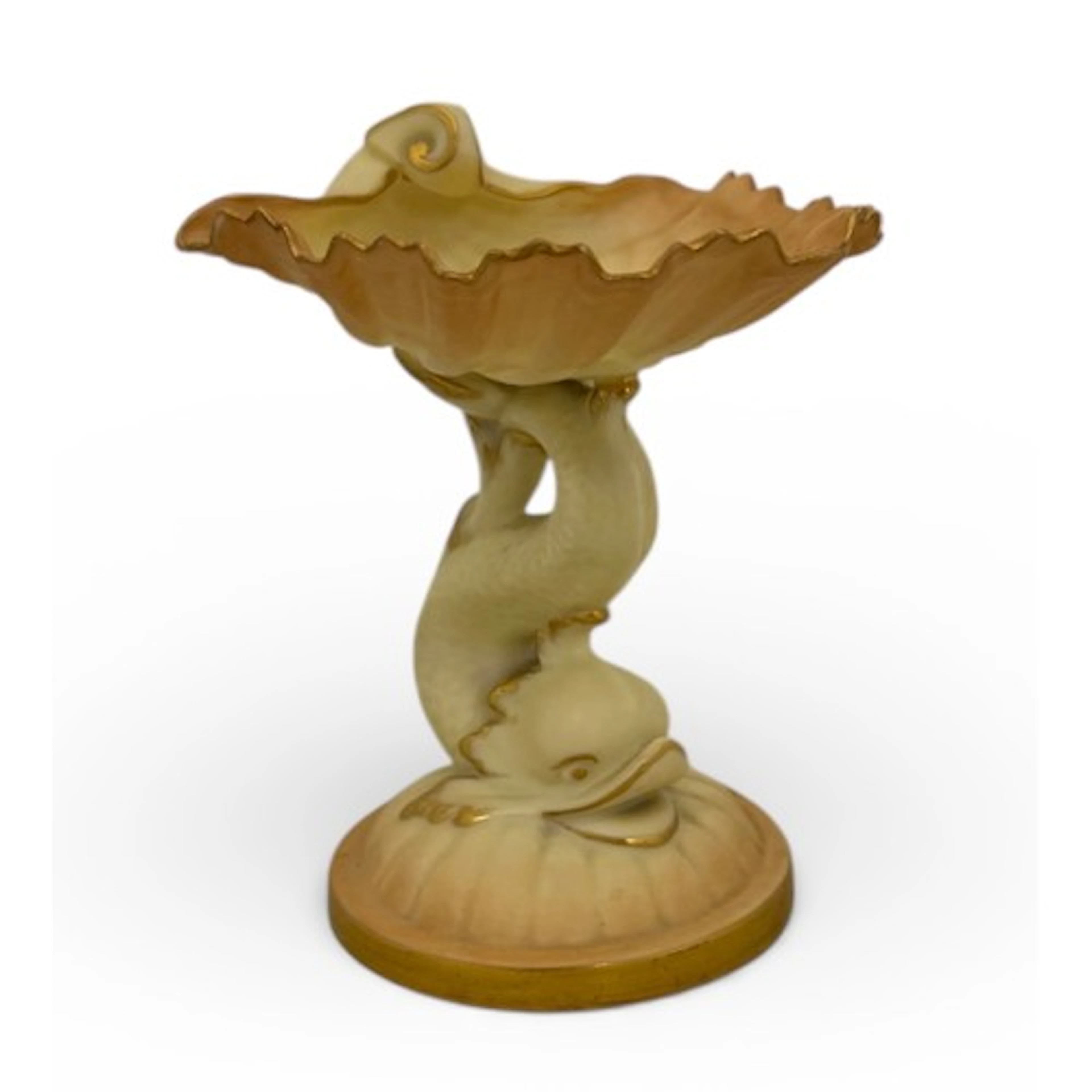 A Royal Worcester bone china marine salt, moulded with a she...
