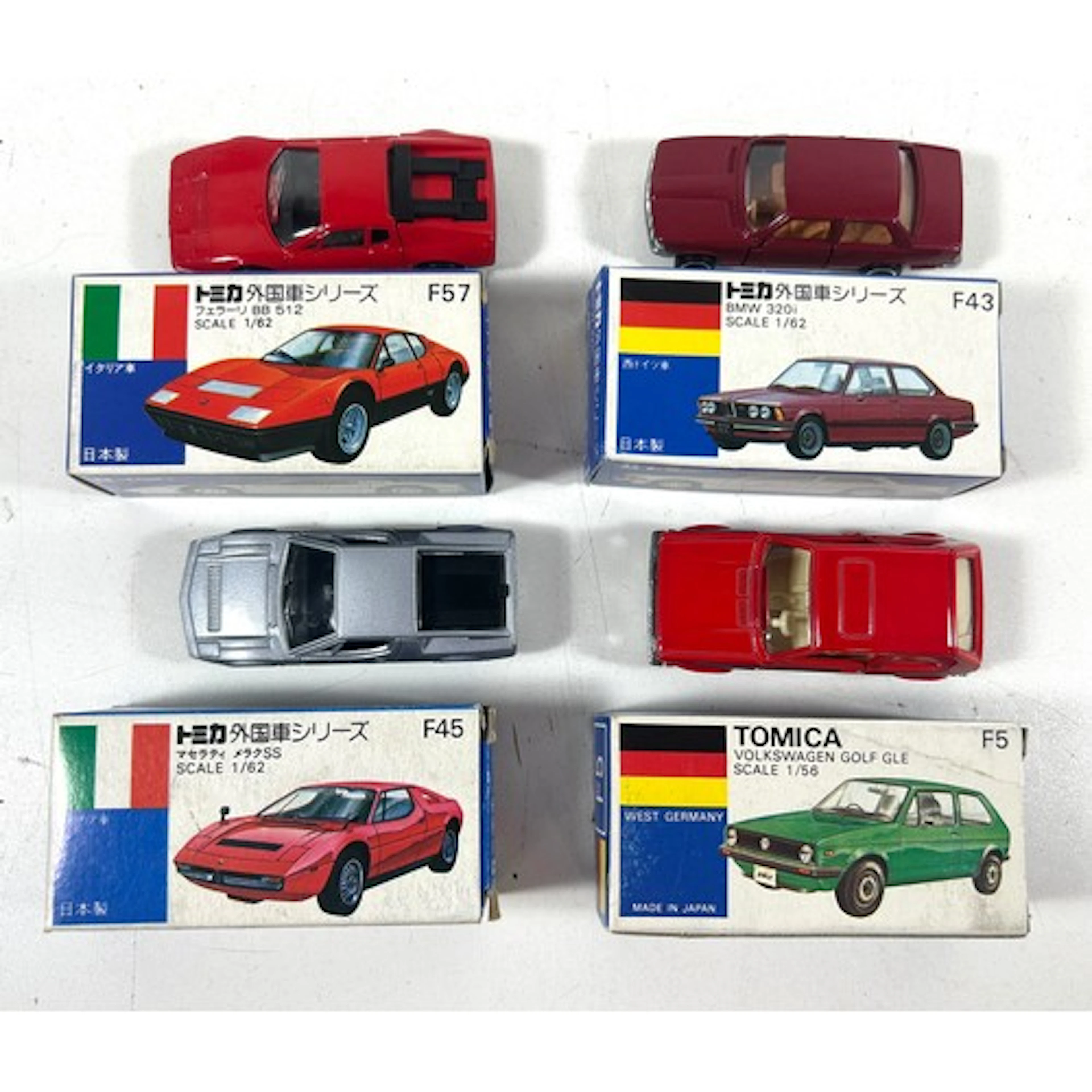 4 Tomica models inc; 'BMW 320i no F43', 'Maserati Merak 55 n...