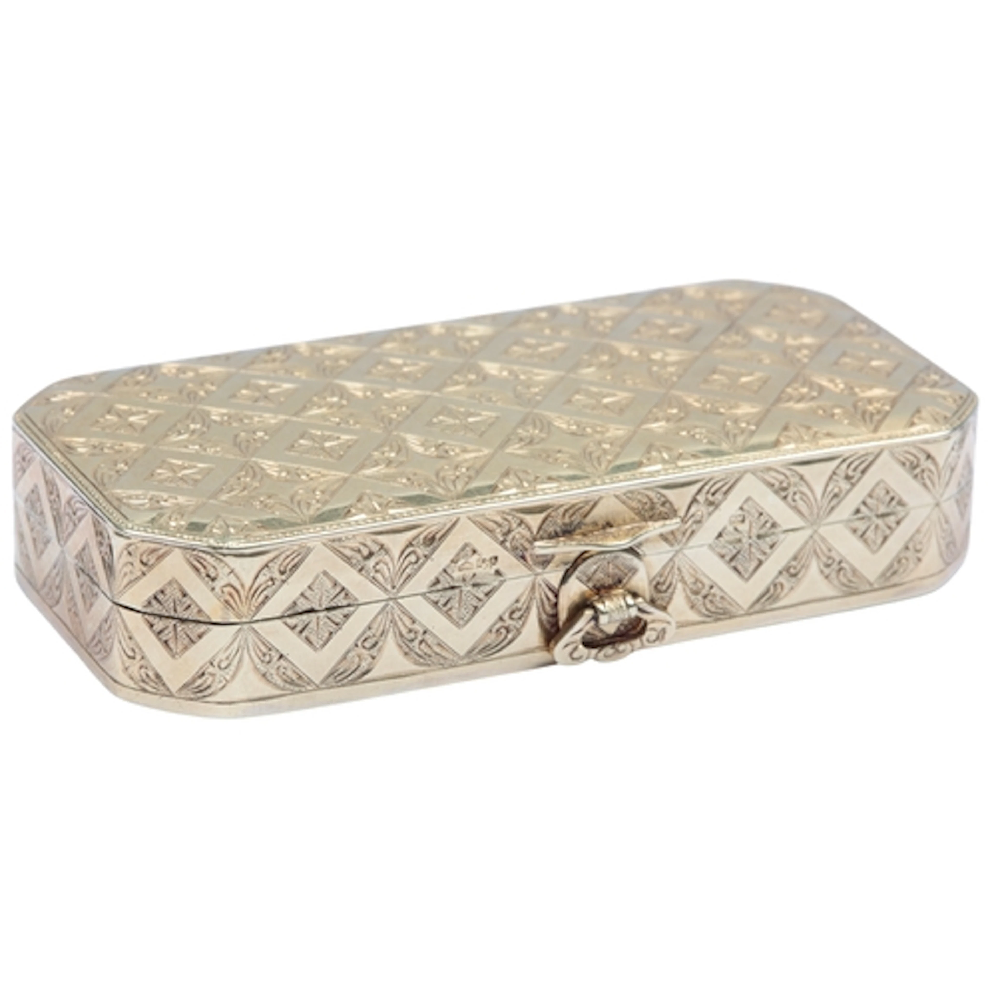 A gold vanity case, Austria, mid 20th century, of cut-corner...
