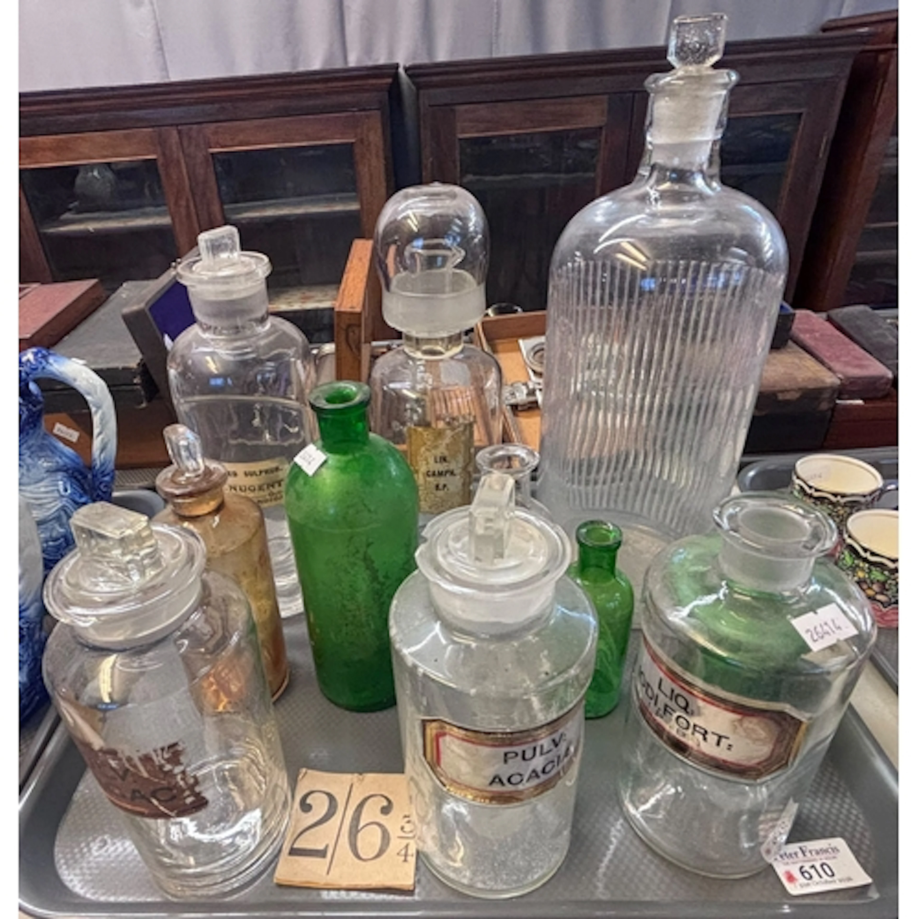 Collection of 19th century apothecary/chemist glass jars, so...