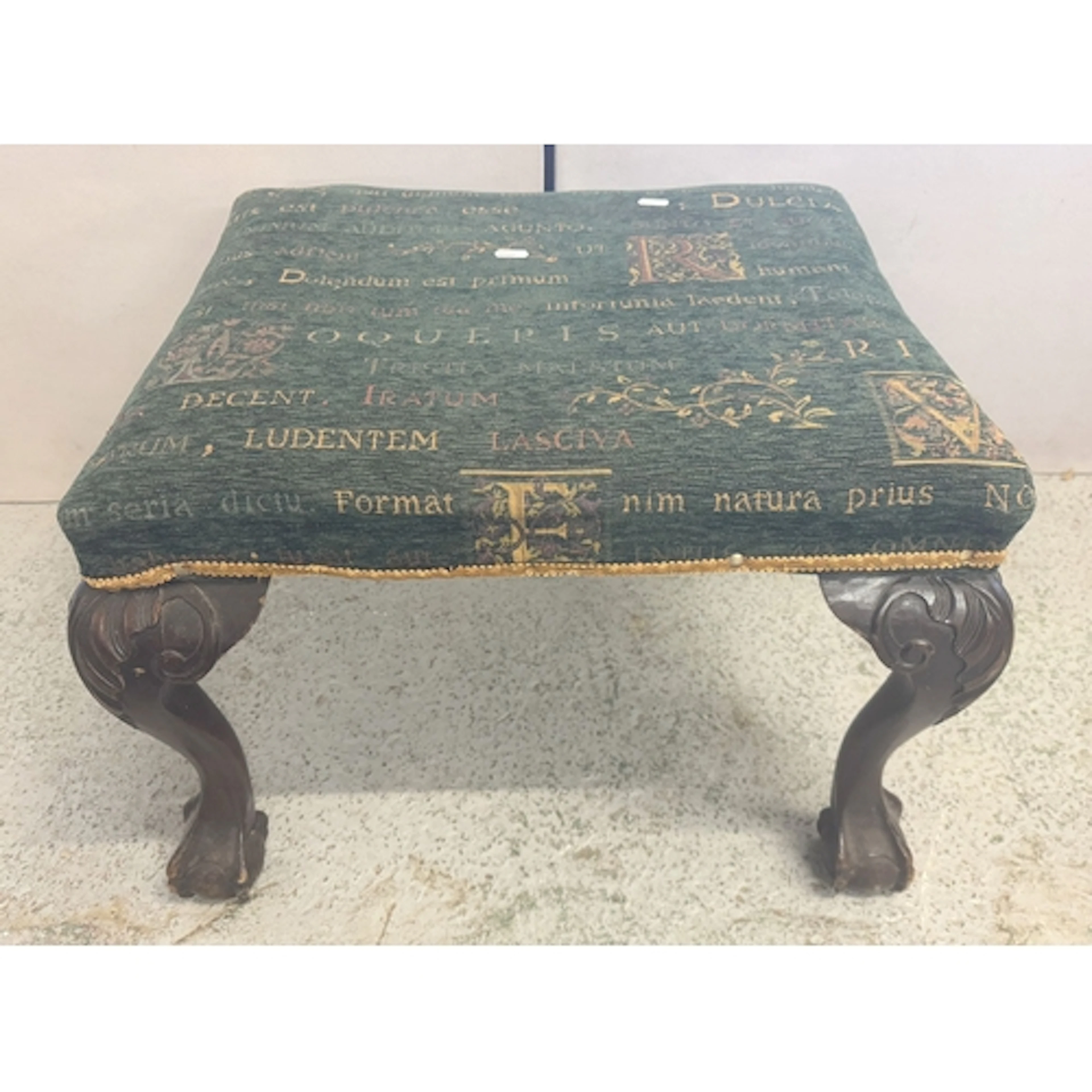 Antique Piano/Dressing Table Stool on ball & claw supports, ...