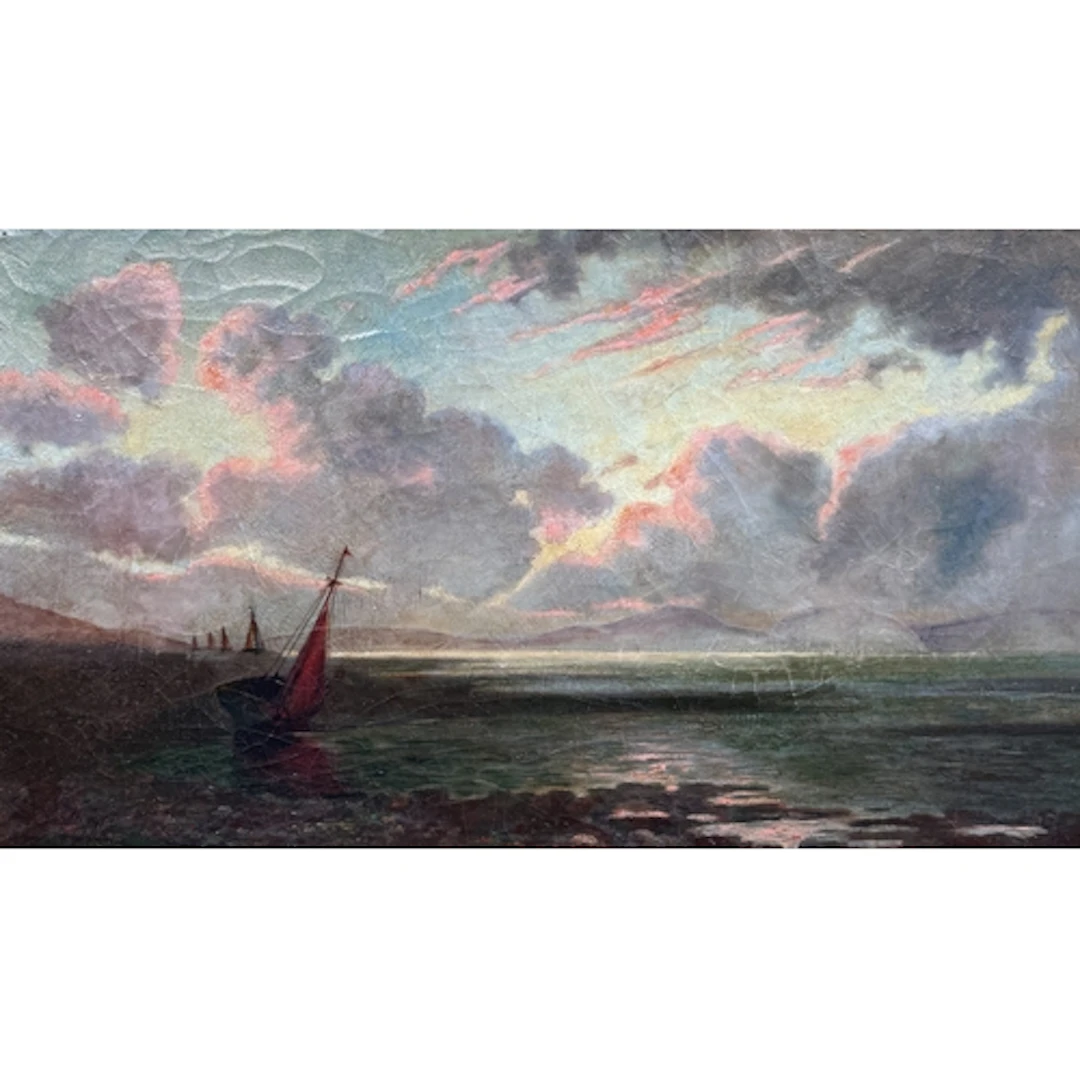 ALFRED SMITH (19TH CENTURY) SEASCAPE AT SUNSET Oil on canvas...
