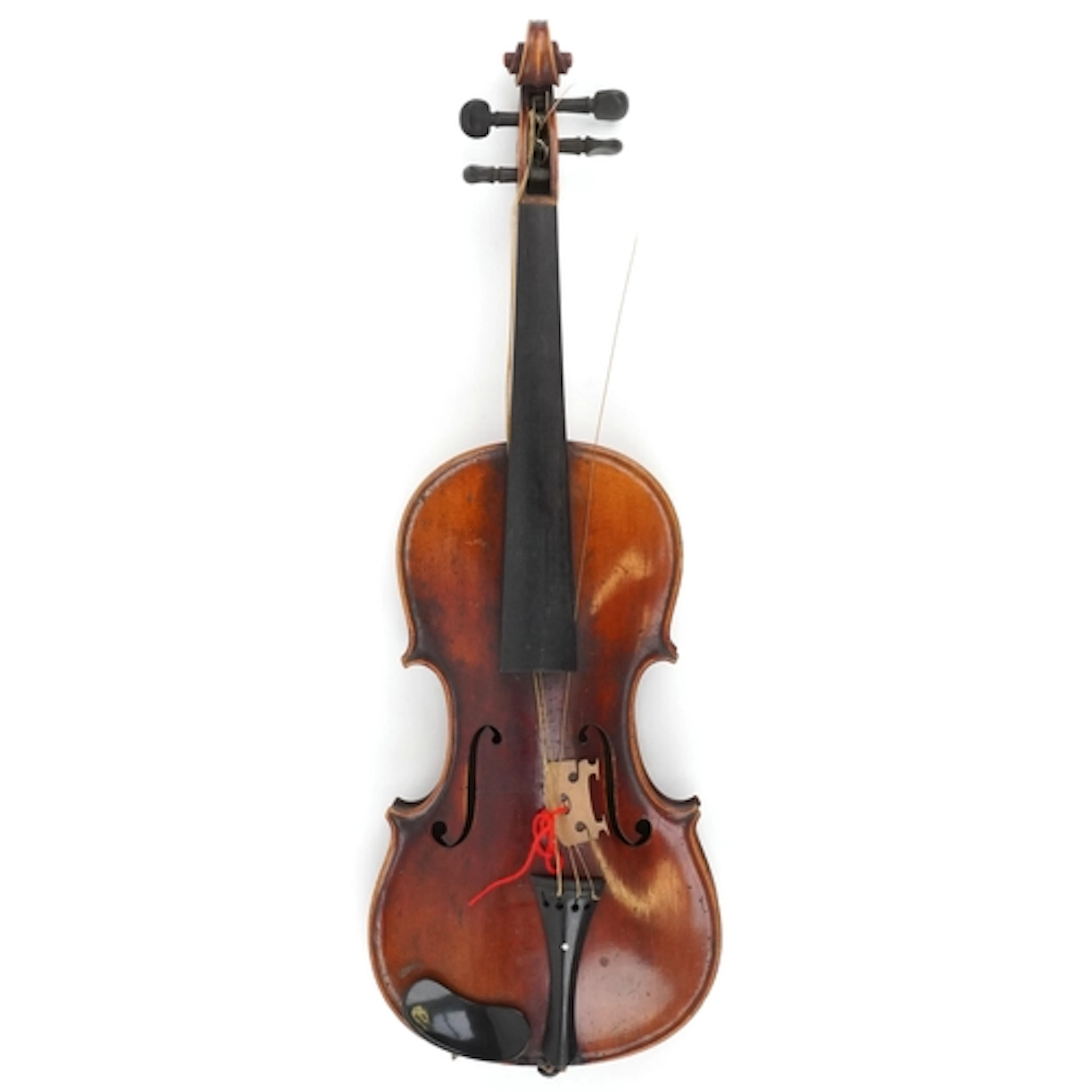 Old wooden violin with one piece back bearing a paper label ...