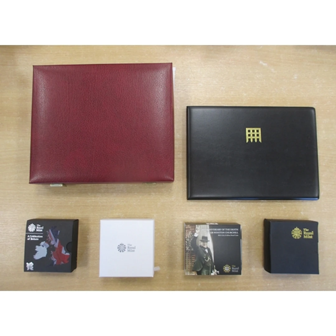 Collection of Royal Mint silver £5 proof FDC issues, include...