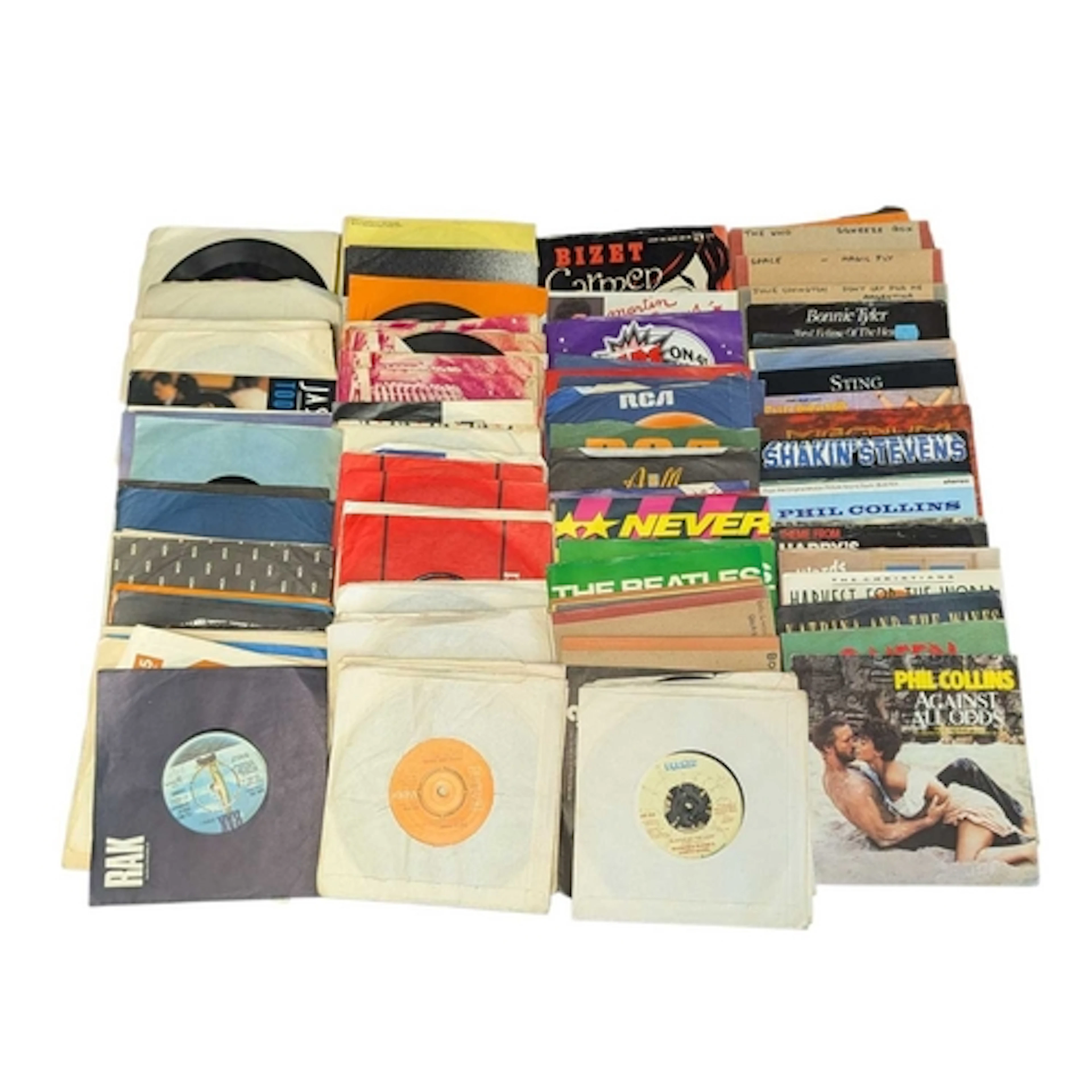 A collection of vintage 20th century vinyl 45 single records...