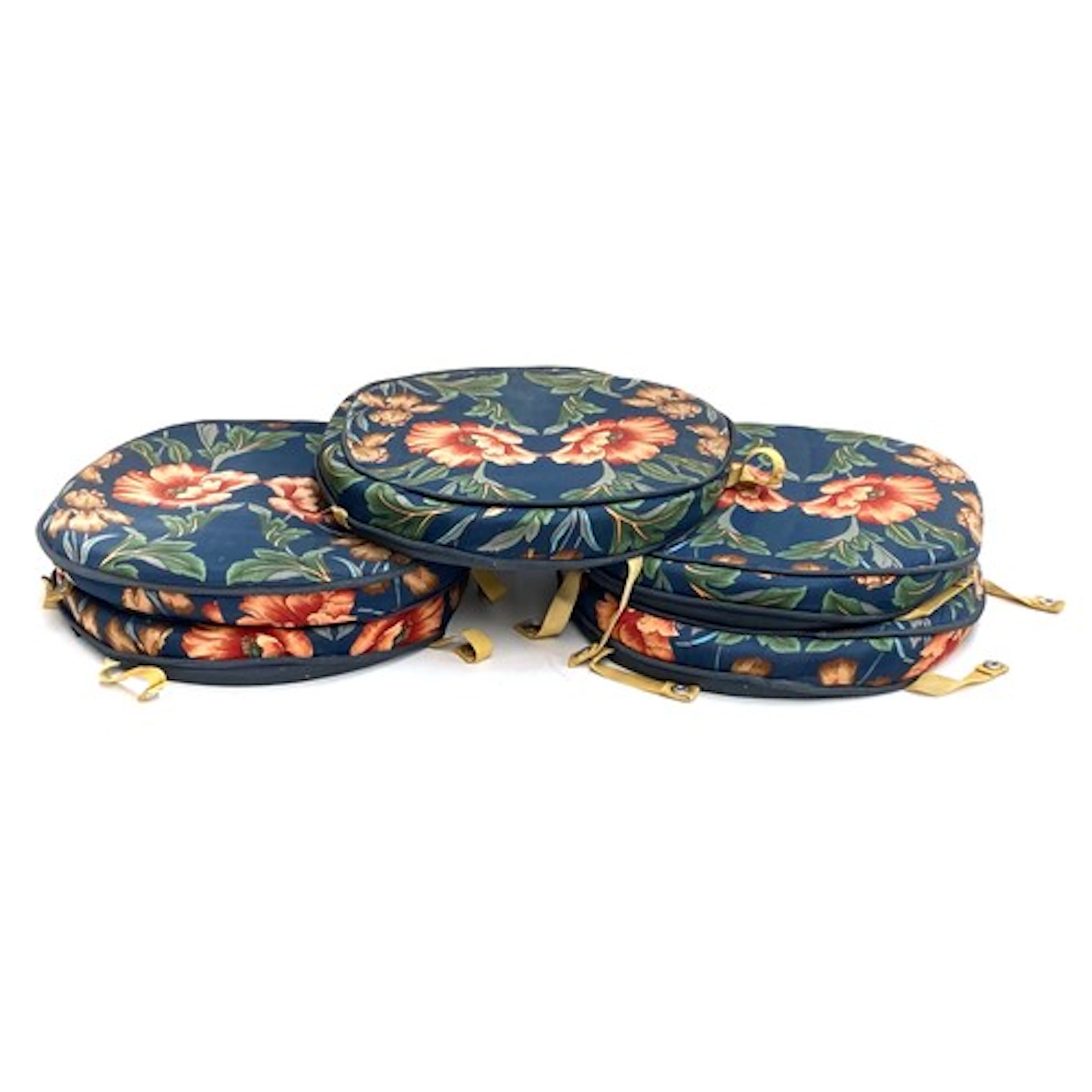 A set of floral cushions for Ercol kitchen chairs, 41cmW