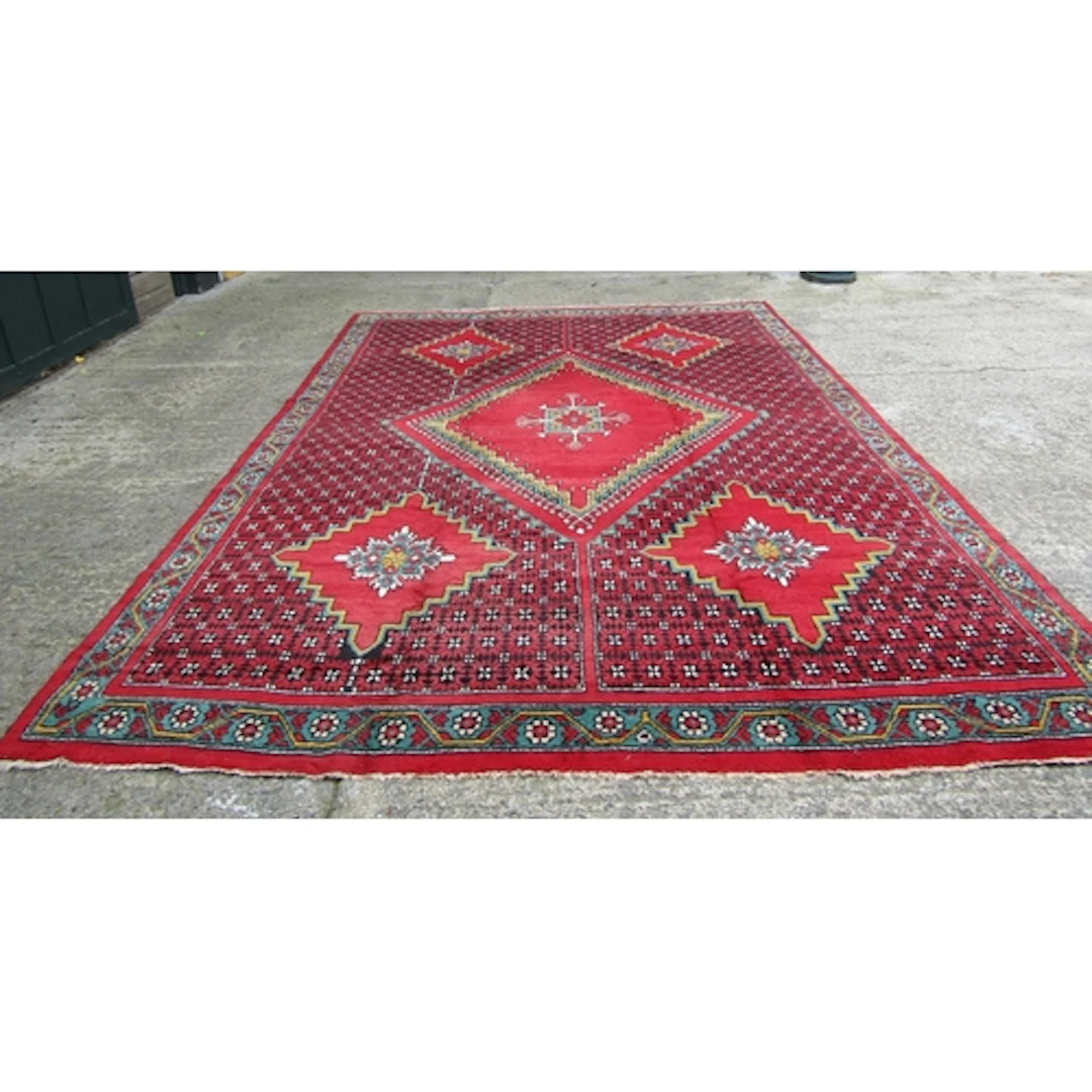 Large Burgundy Ground Persian Pure Wool Rug Patterned Border...