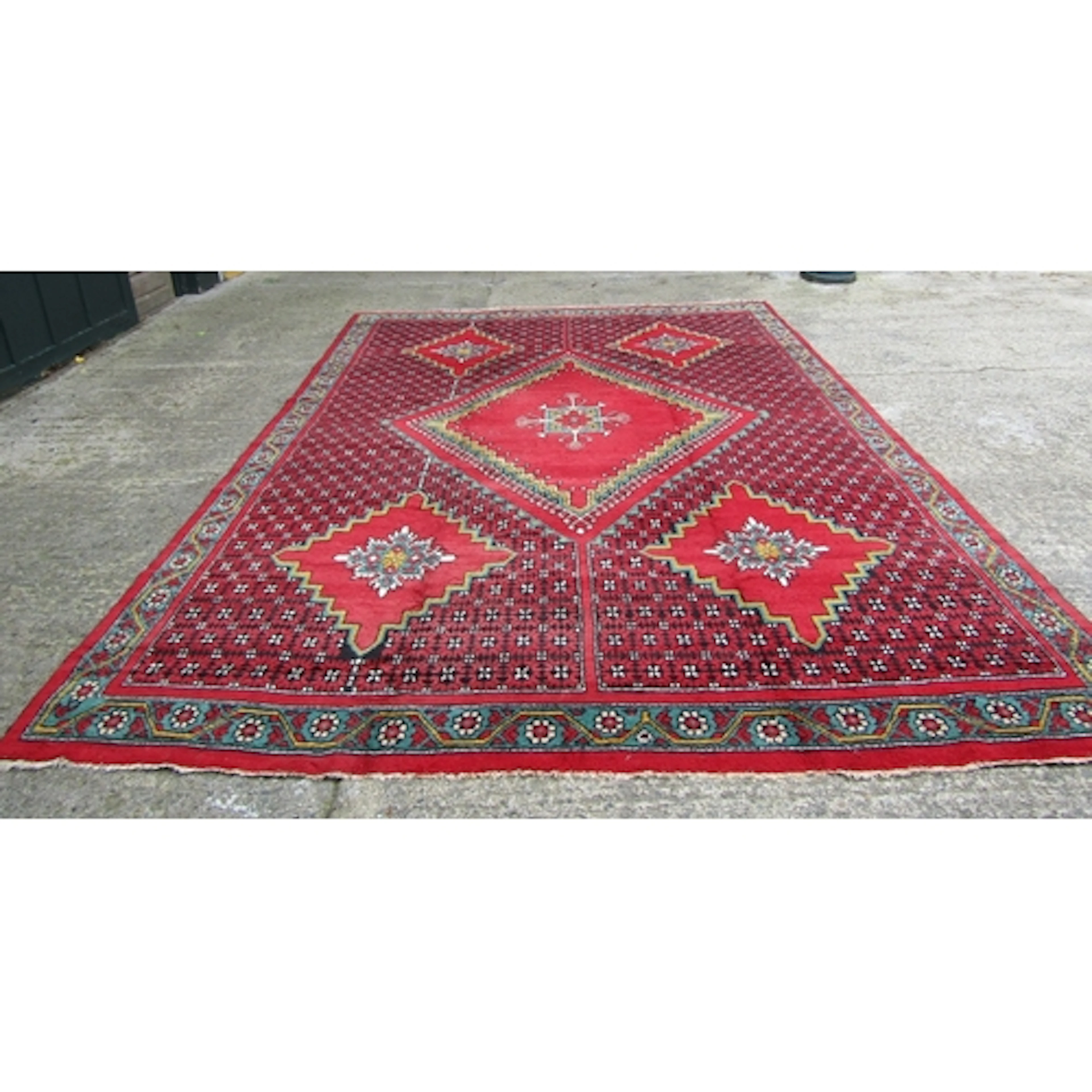 Large Burgundy Ground Persian Pure Wool Rug Patterned Border...
