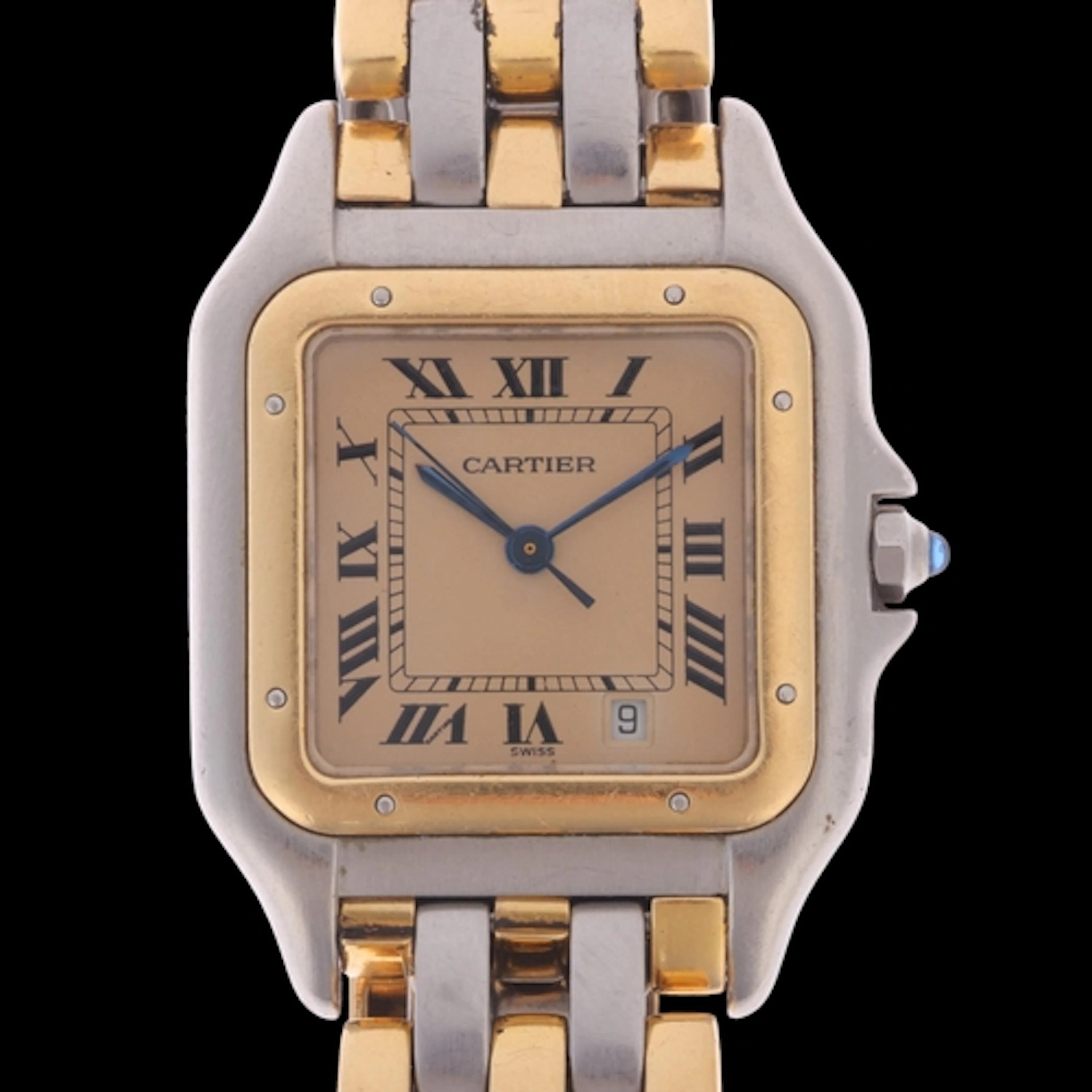 CARTIER - a Vintage lady's bi-metal Panthere quartz calendar...