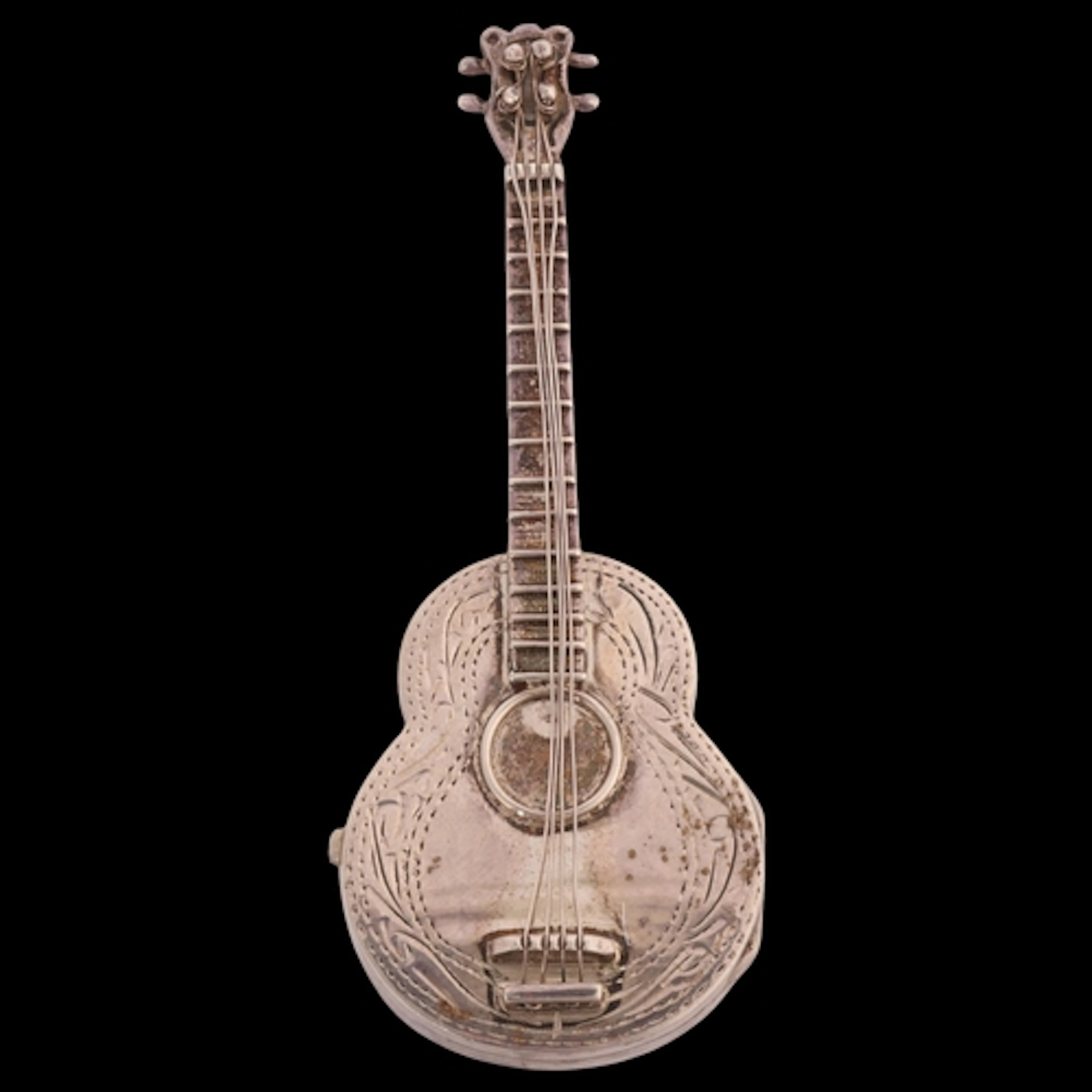 A Continental novelty miniature sterling silver acoustic gui...