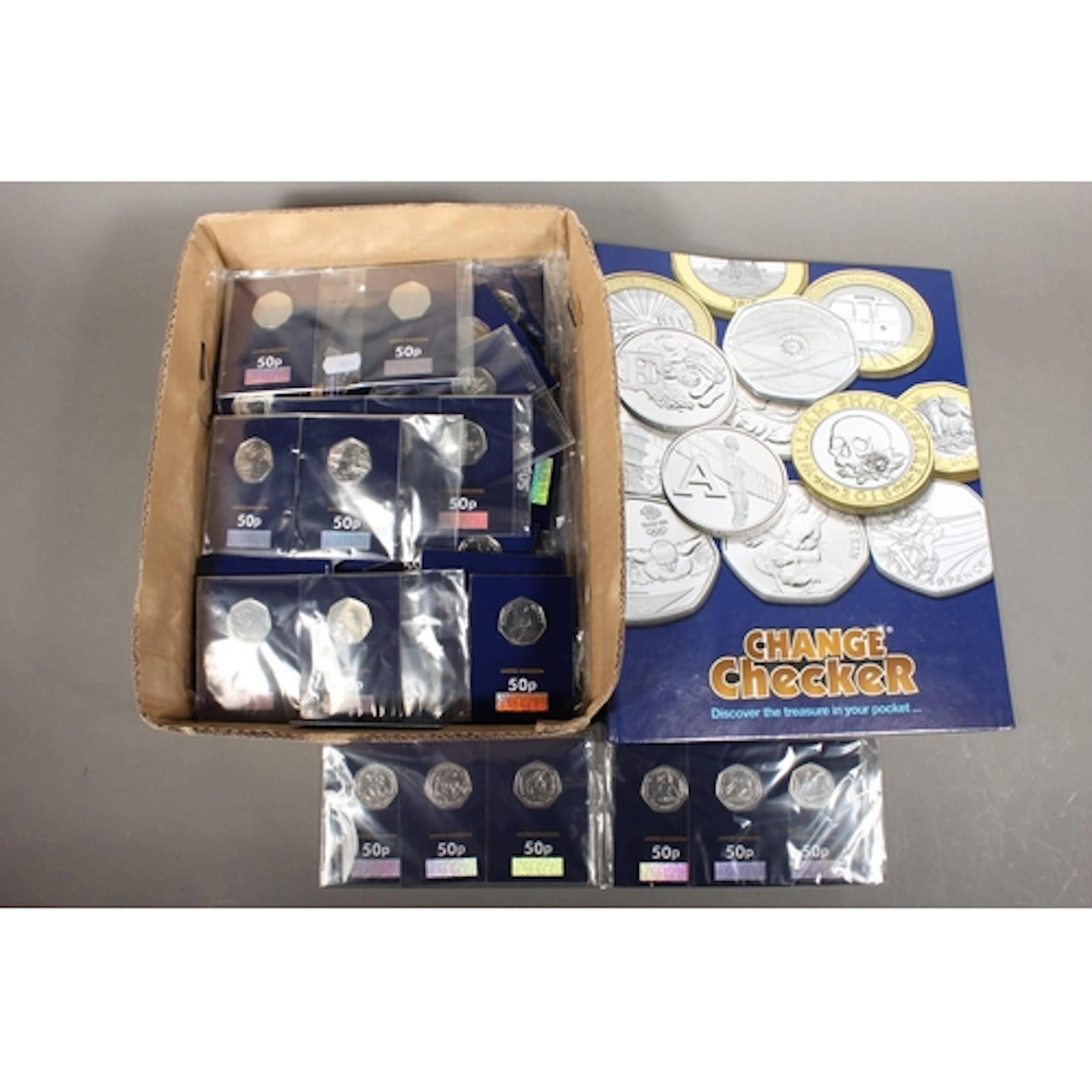 Fifty pence coin collections to include ISLE OF MAN The Pete...