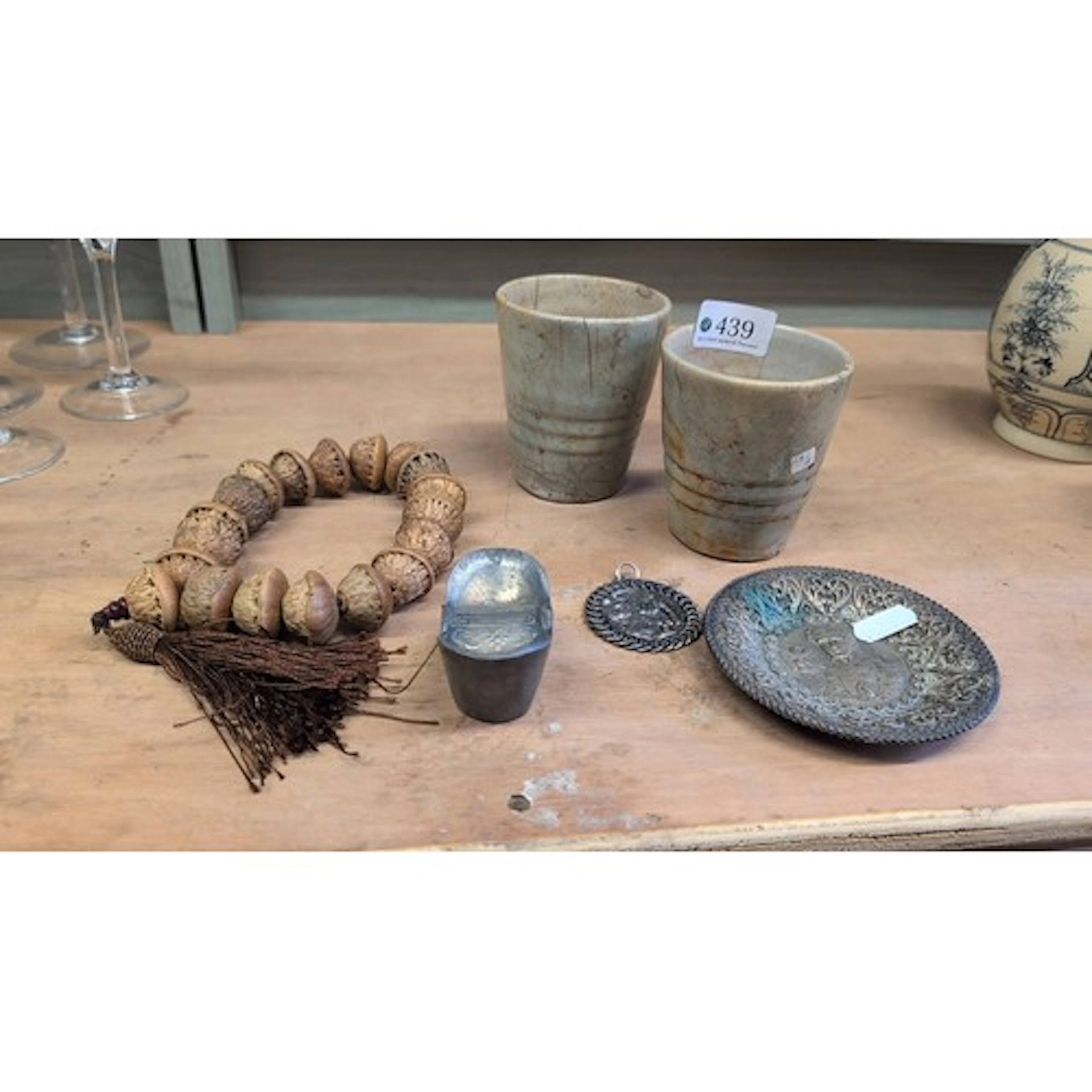 A mixed group of Asian collectibles comprising two crackle-g...