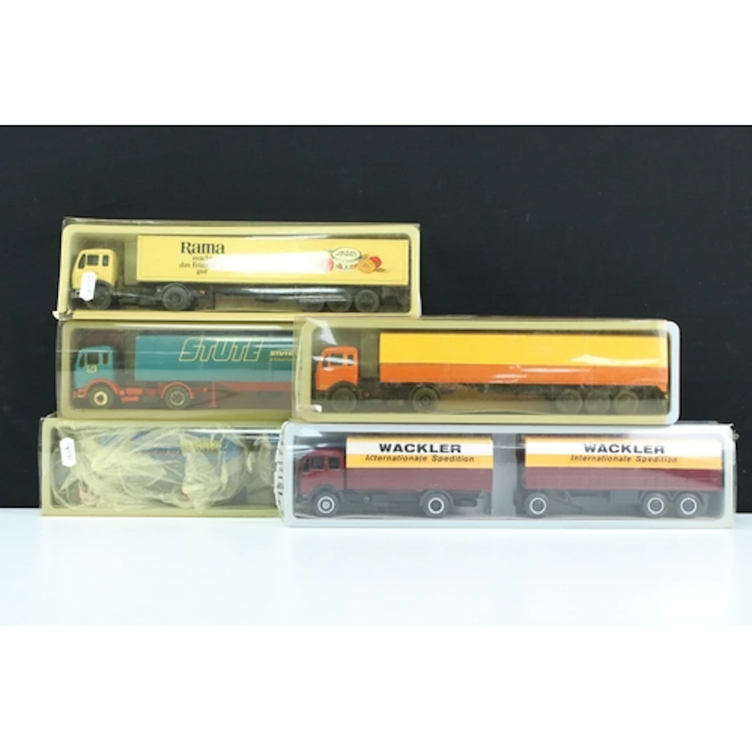 Five cased NZG Modelle haulage related diecast models to inc...