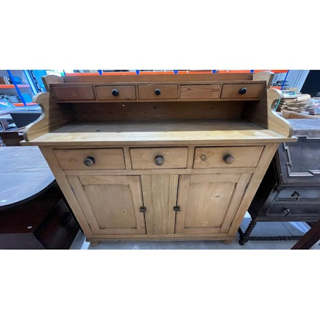 Pine kitchen sideboard dresser with four short drawers over ...