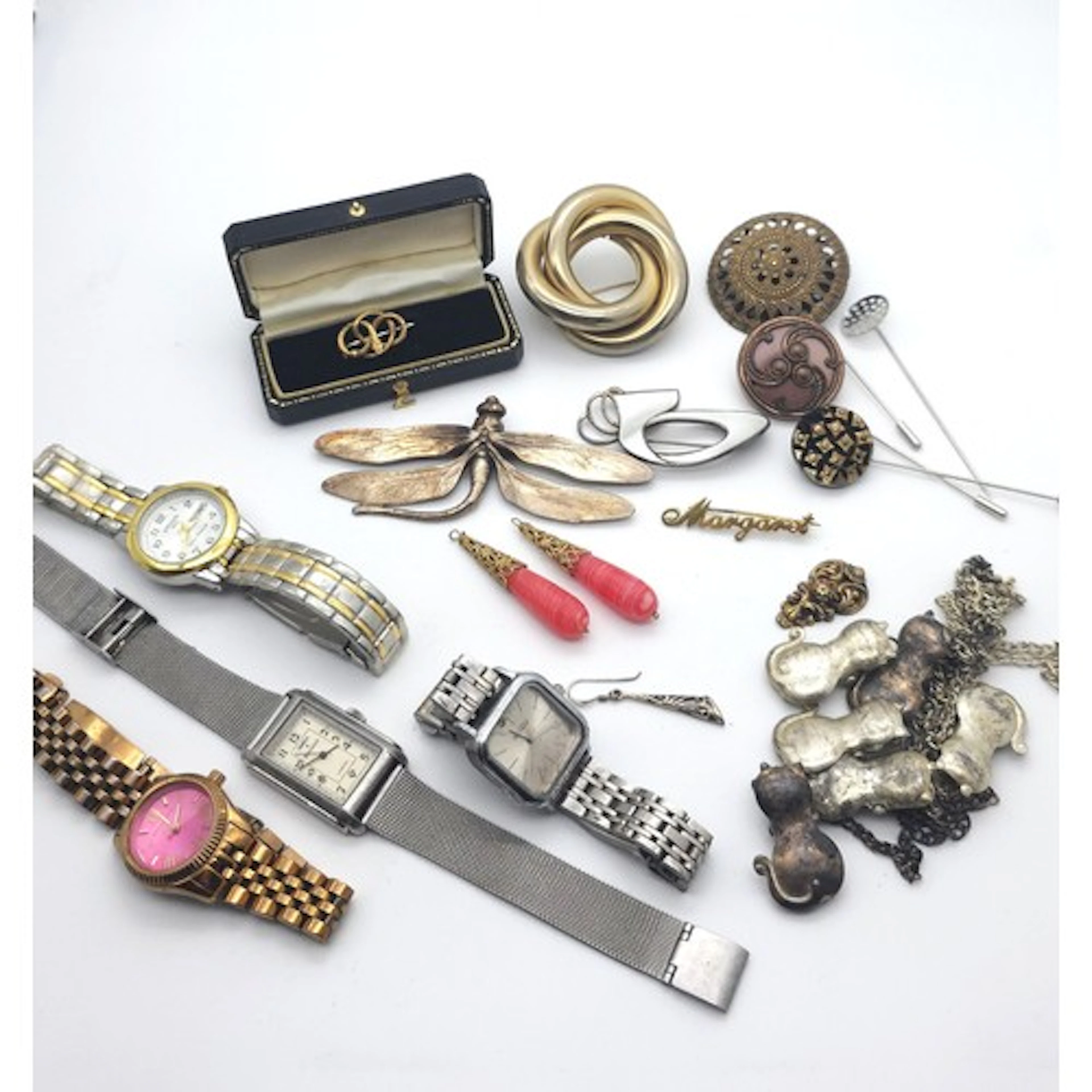 A small quantity of costume jewellery and watches, to includ...
