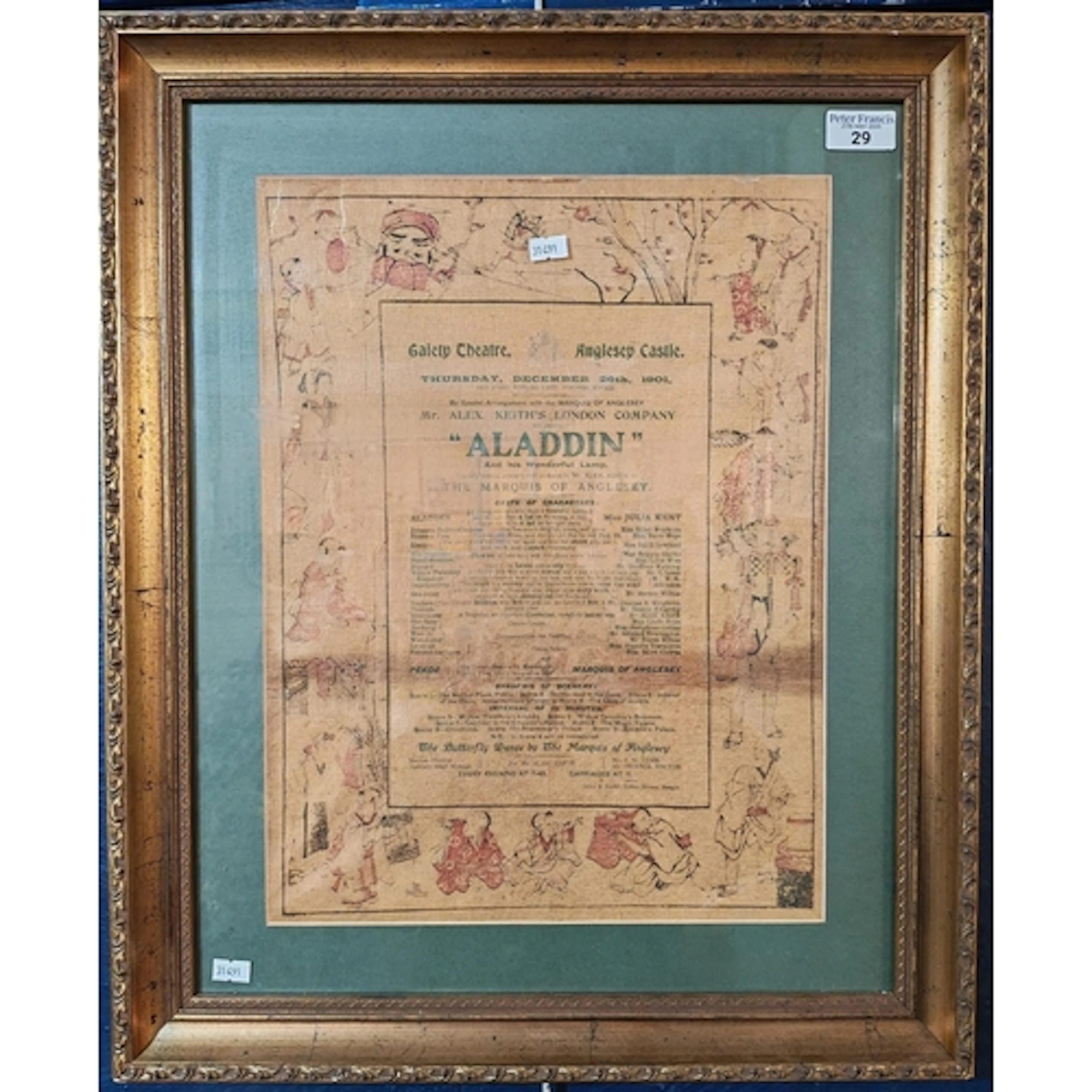 Early 20th century Silk Welsh theatre poster/playbill for 'A...