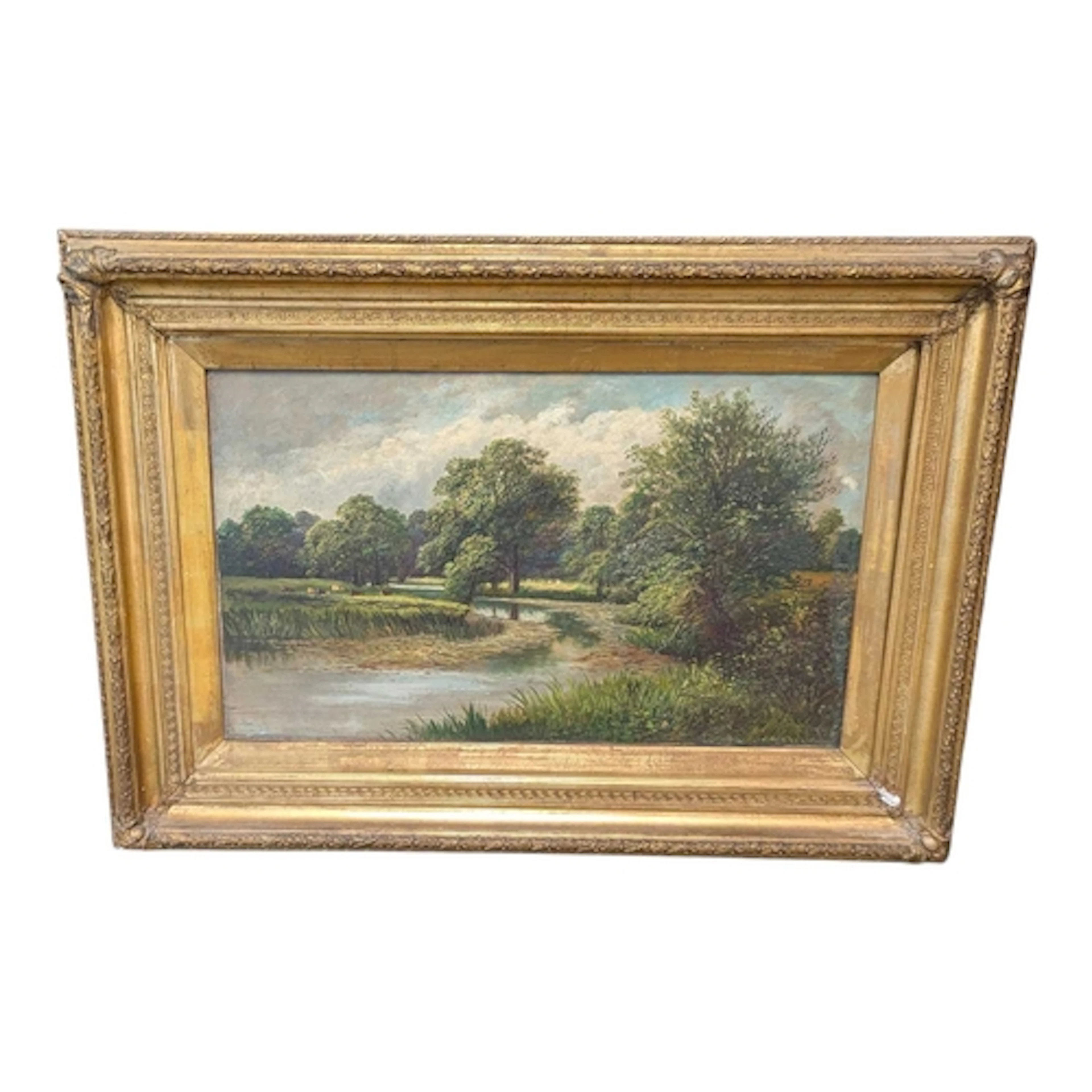 Victorian 19th century oil on board painting. Depicting rive...