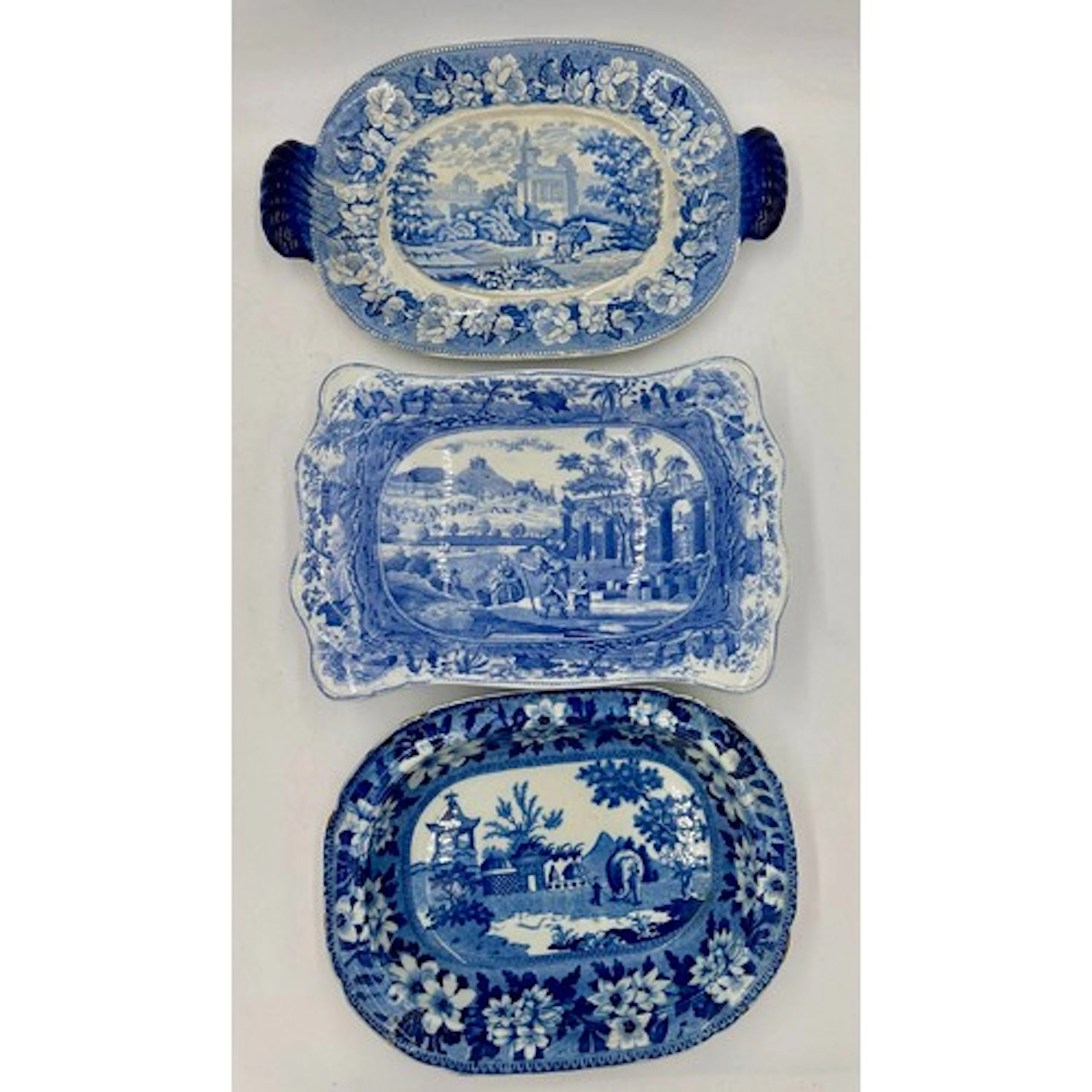 A group of early 19th century blue and white transfer-printe...
