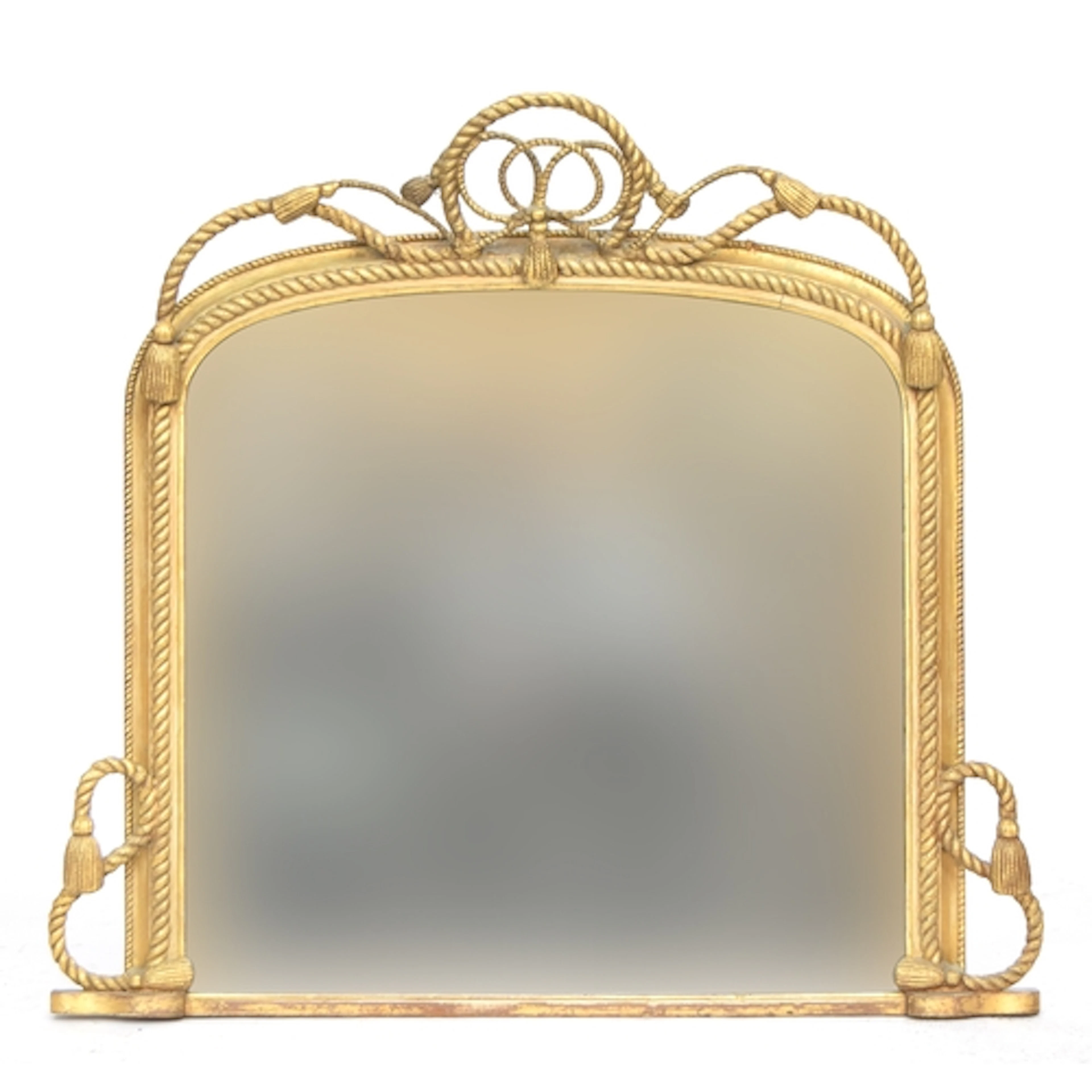 A 19th century gilt gesso domed overmantel mirror with ropet...
