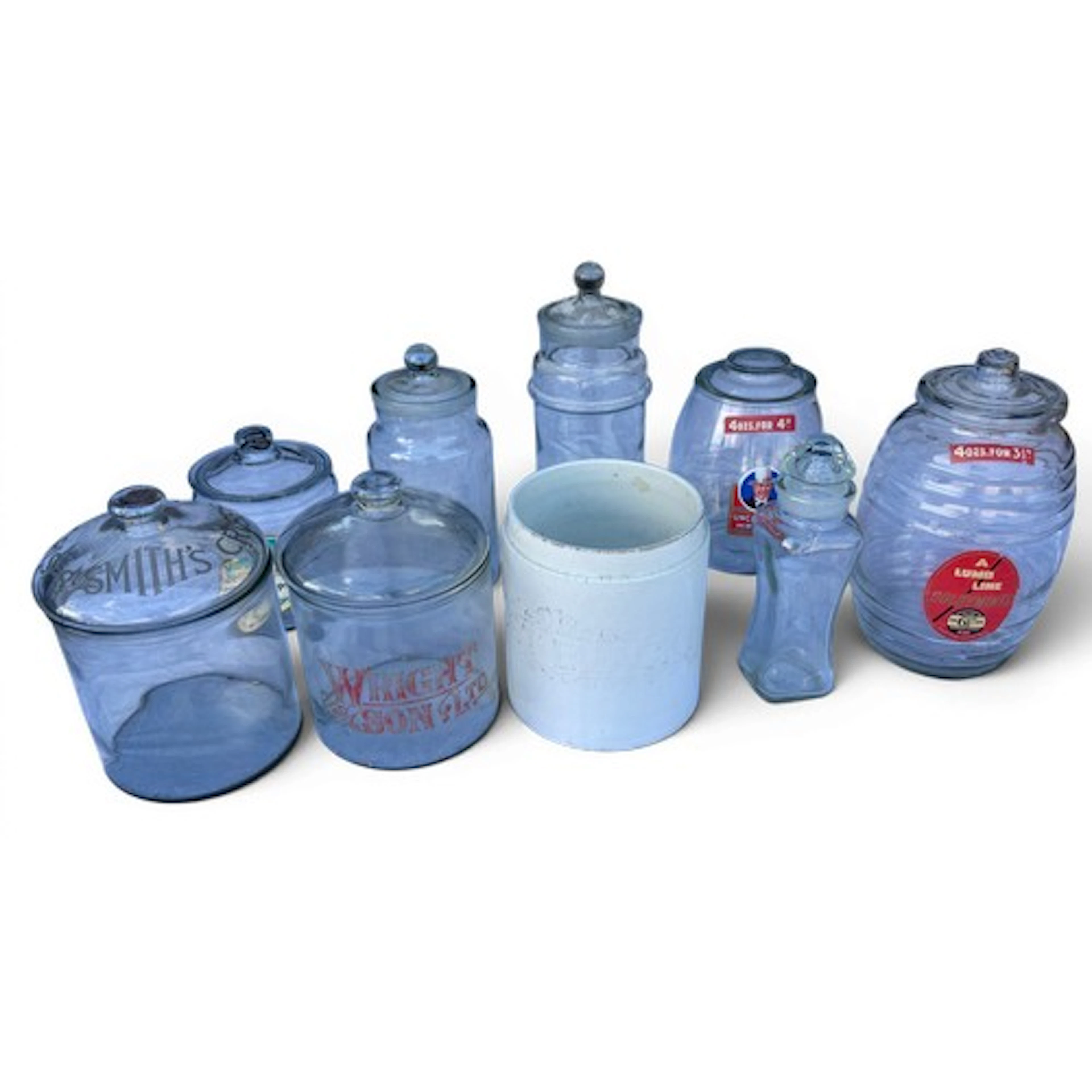 Glass and ceramic shop counter display jars to include an et...