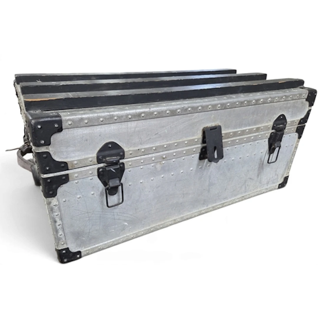 A 20th Century Metal and Timber bound Steamer Trunk.