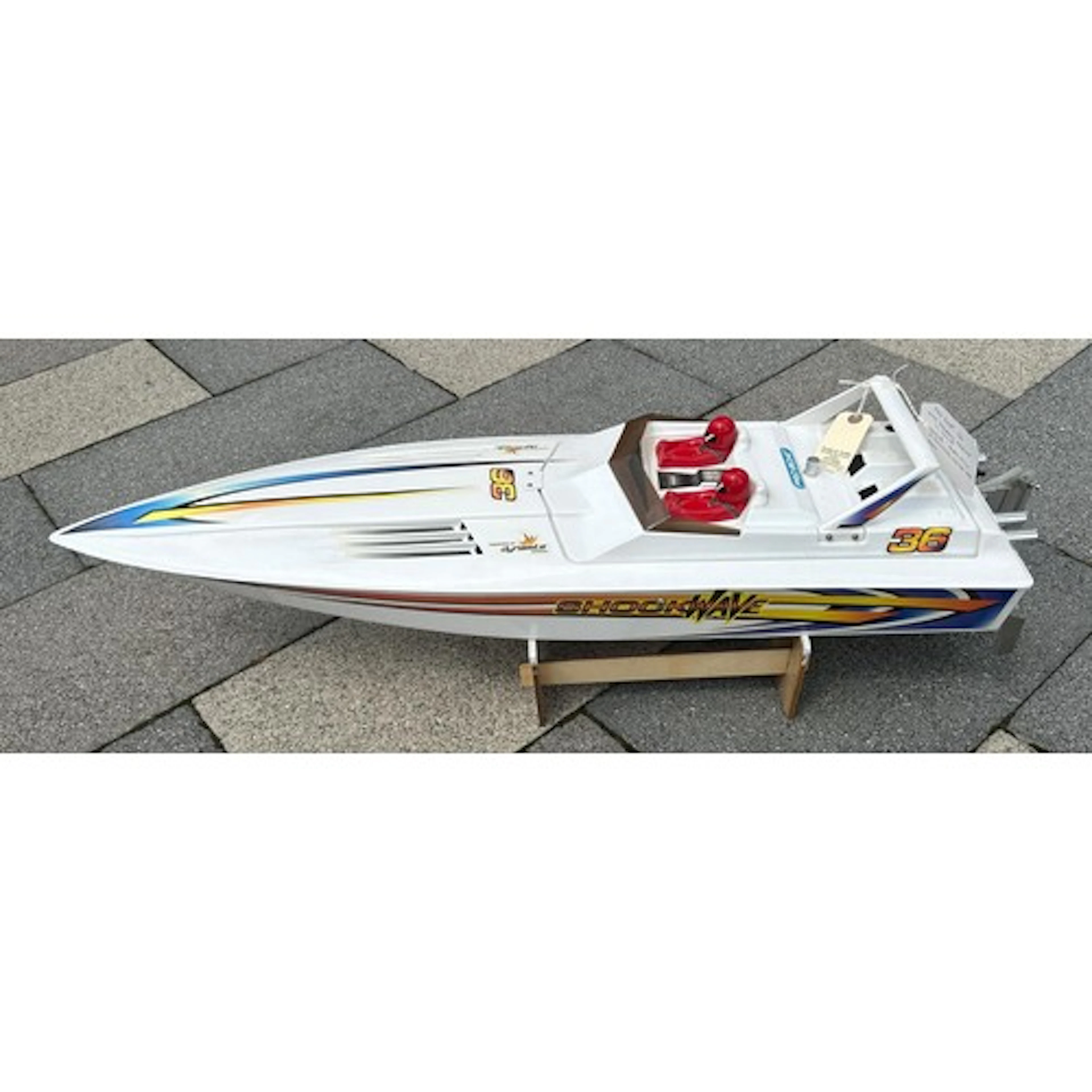A very nice PRO BOAT 36 radio controlled model of a high pow...