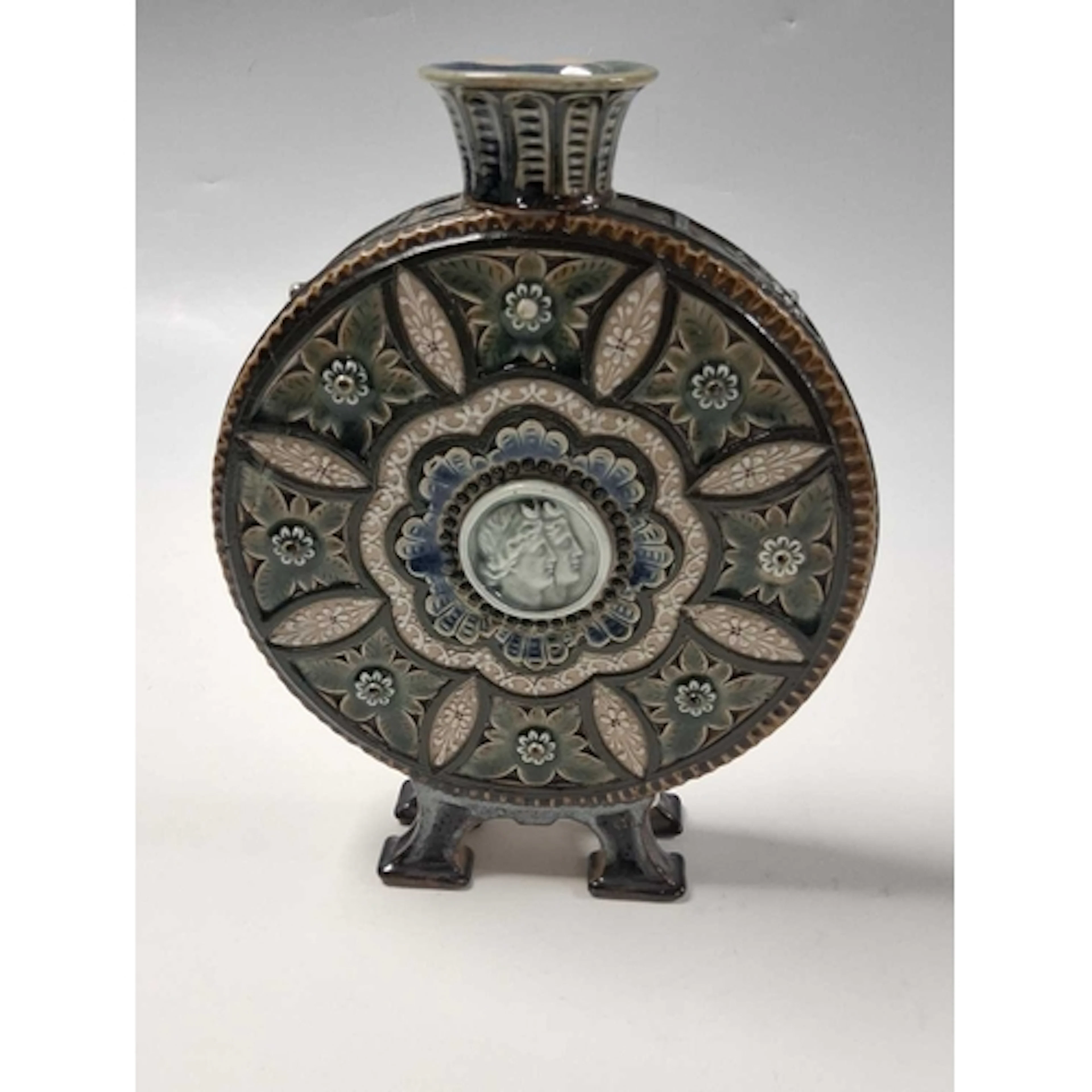 A 19TH CENTURY DOULTON LAMBETH STONEWARE MOONFLASK BY FRANK ...