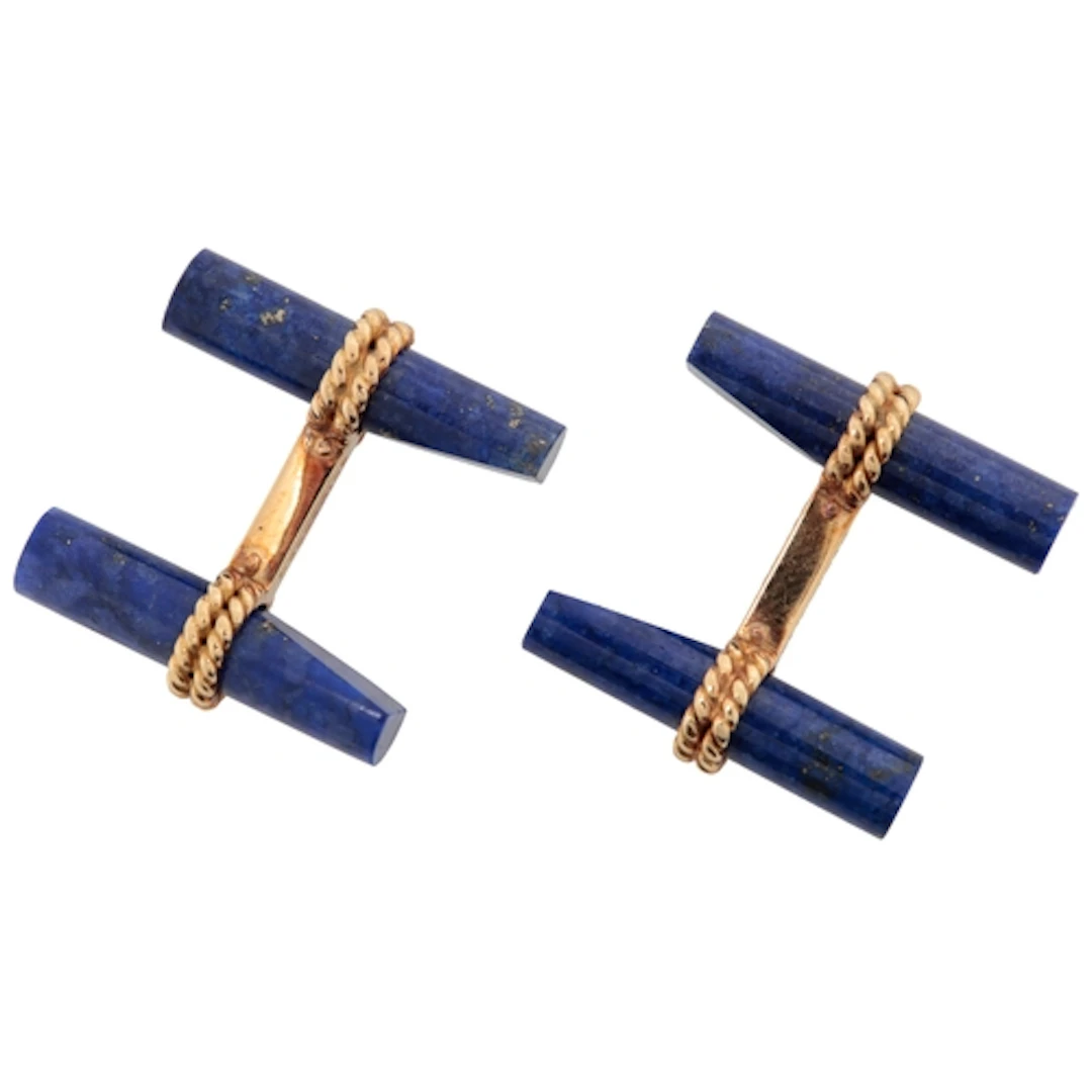 Van Cleef & Arpels, a pair of gold and lapis lazuli cufflink...