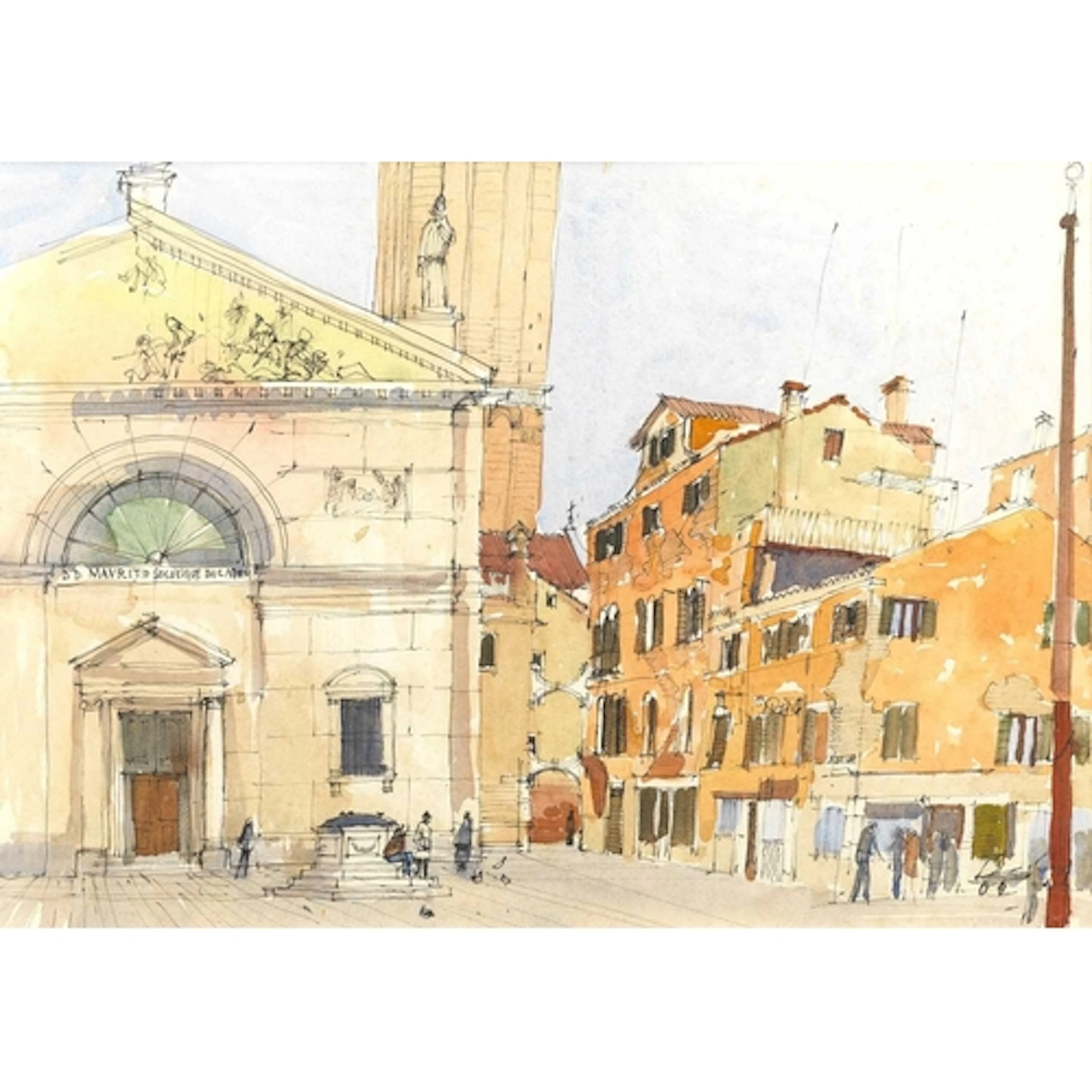 § John MILLER (1931-2002) Campo San Maurizio, Venice Gouache...