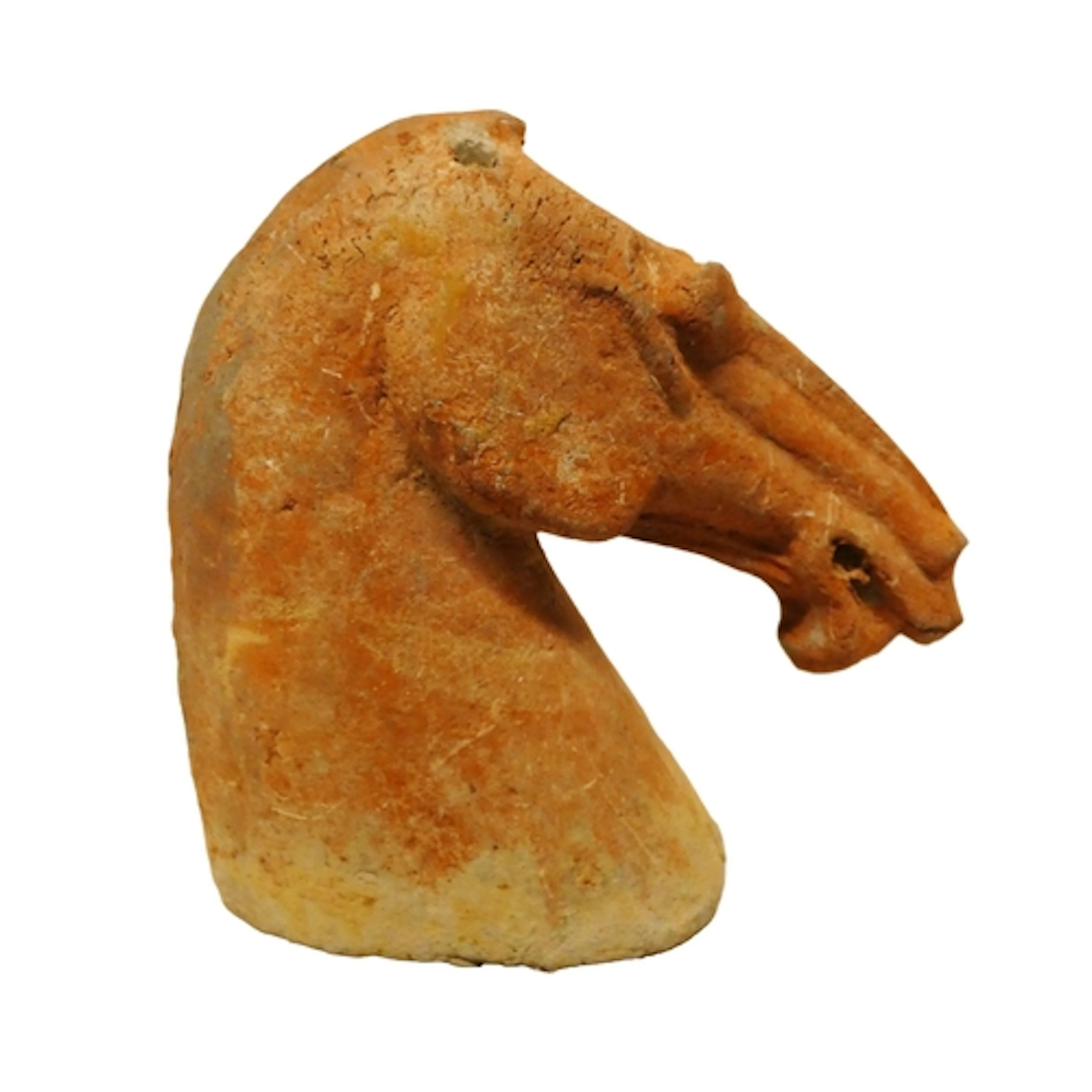 Ancient Chinese glazed terracotta head of a horse, Han dynas...