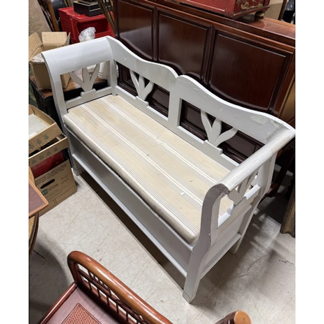 A SWEDISH GUSTAVIAN PAINTED HALL BENCH 120cm x 86cm x 40cm...
