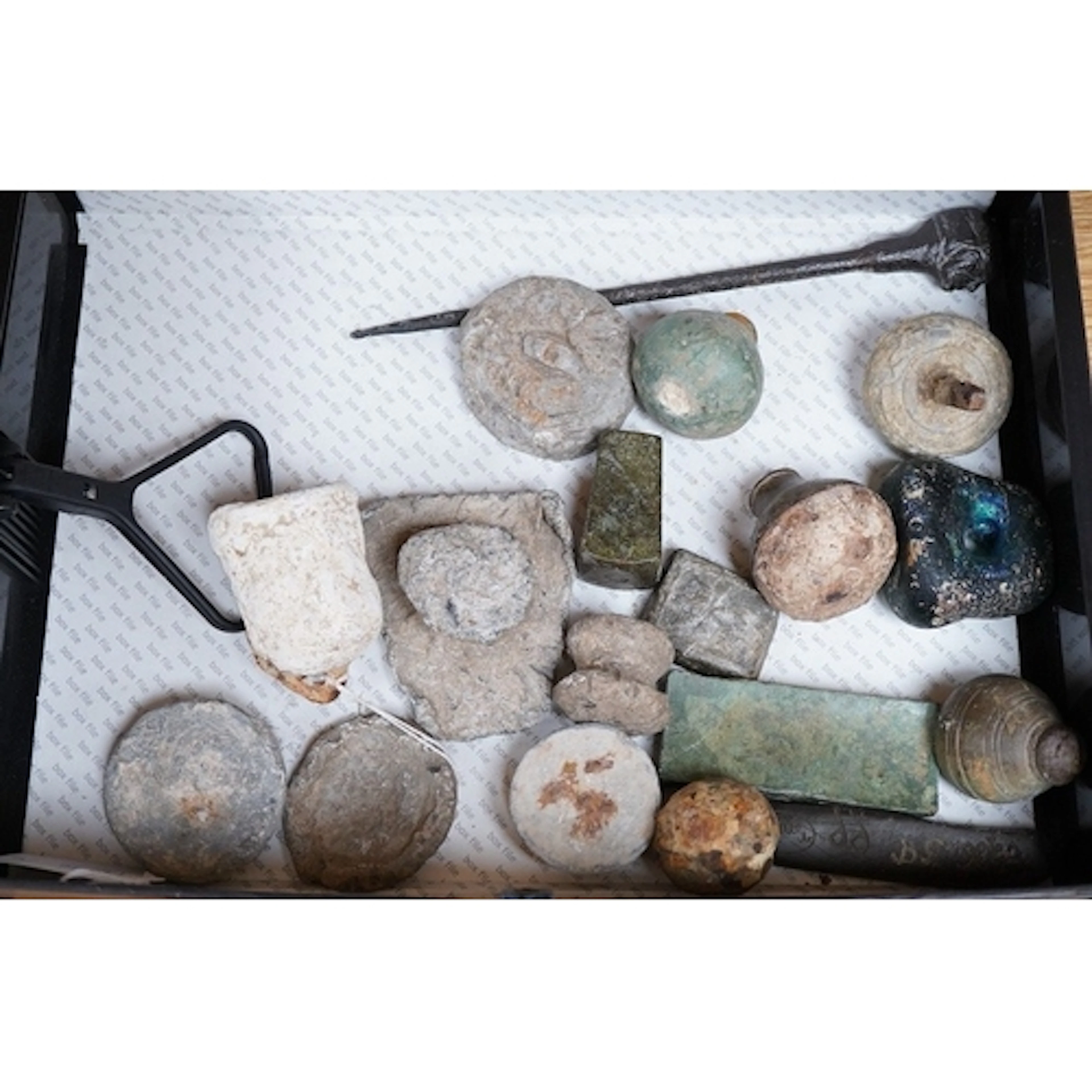 A collection of Roman and other ancient lead weights in vari...