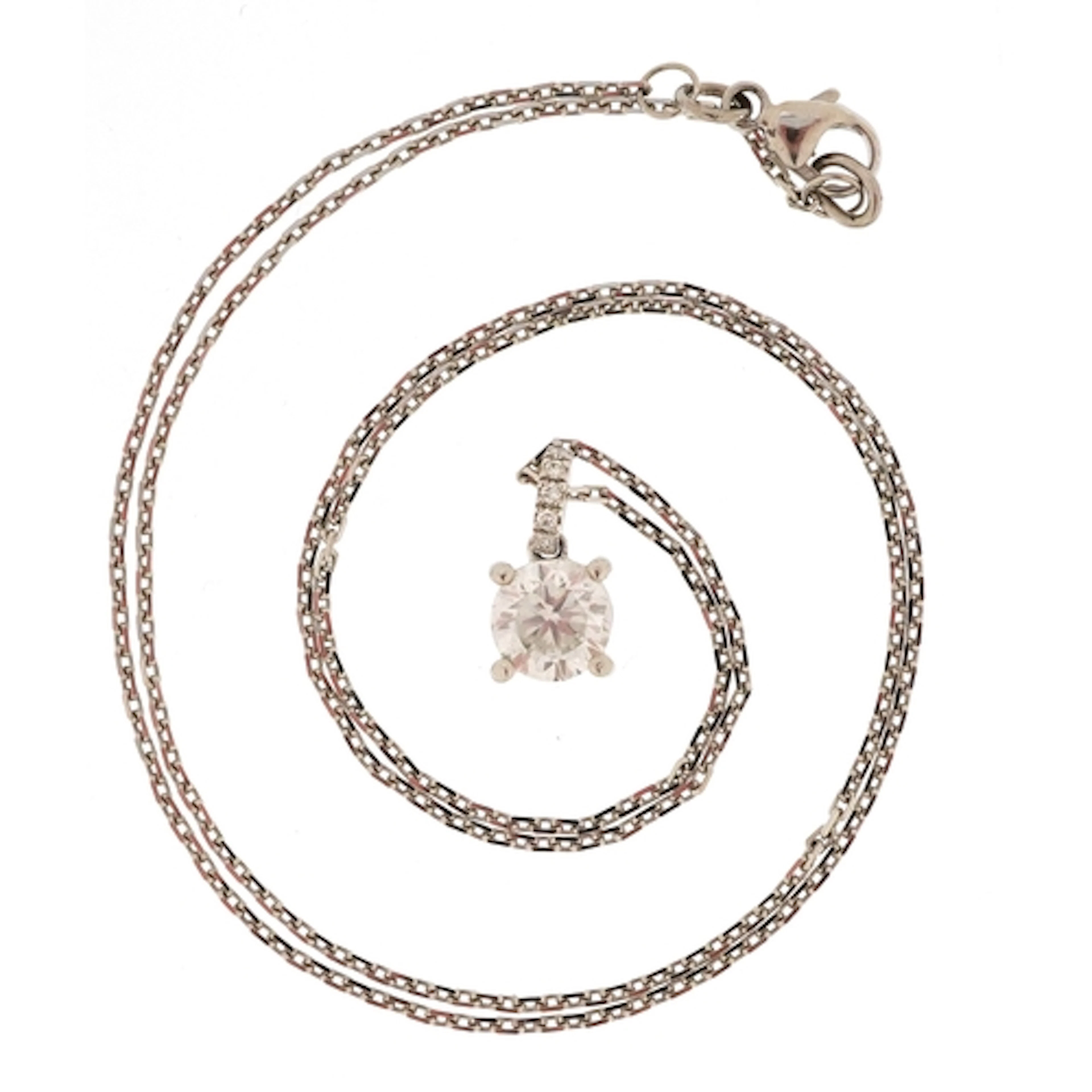 Platinum diamond solitaire pendant with diamond set bail on ...