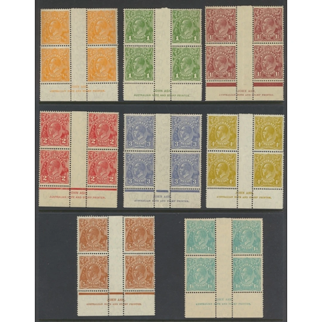 Australia. 1931-6 perf13½ x 12½ set of 8 in lower marginal g...