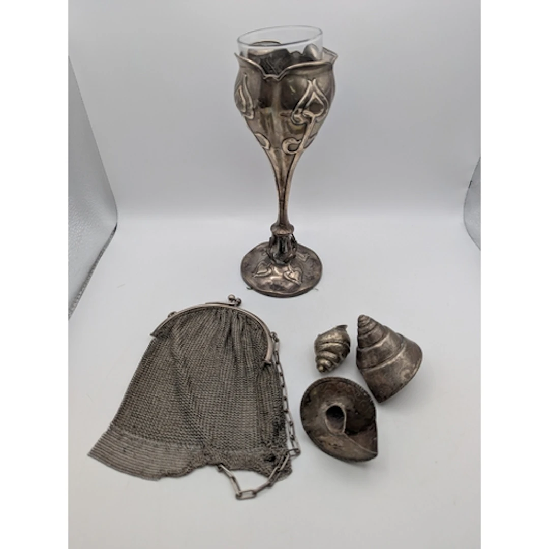 An early 20th century Art Nouveau stemmed vase with a modern...