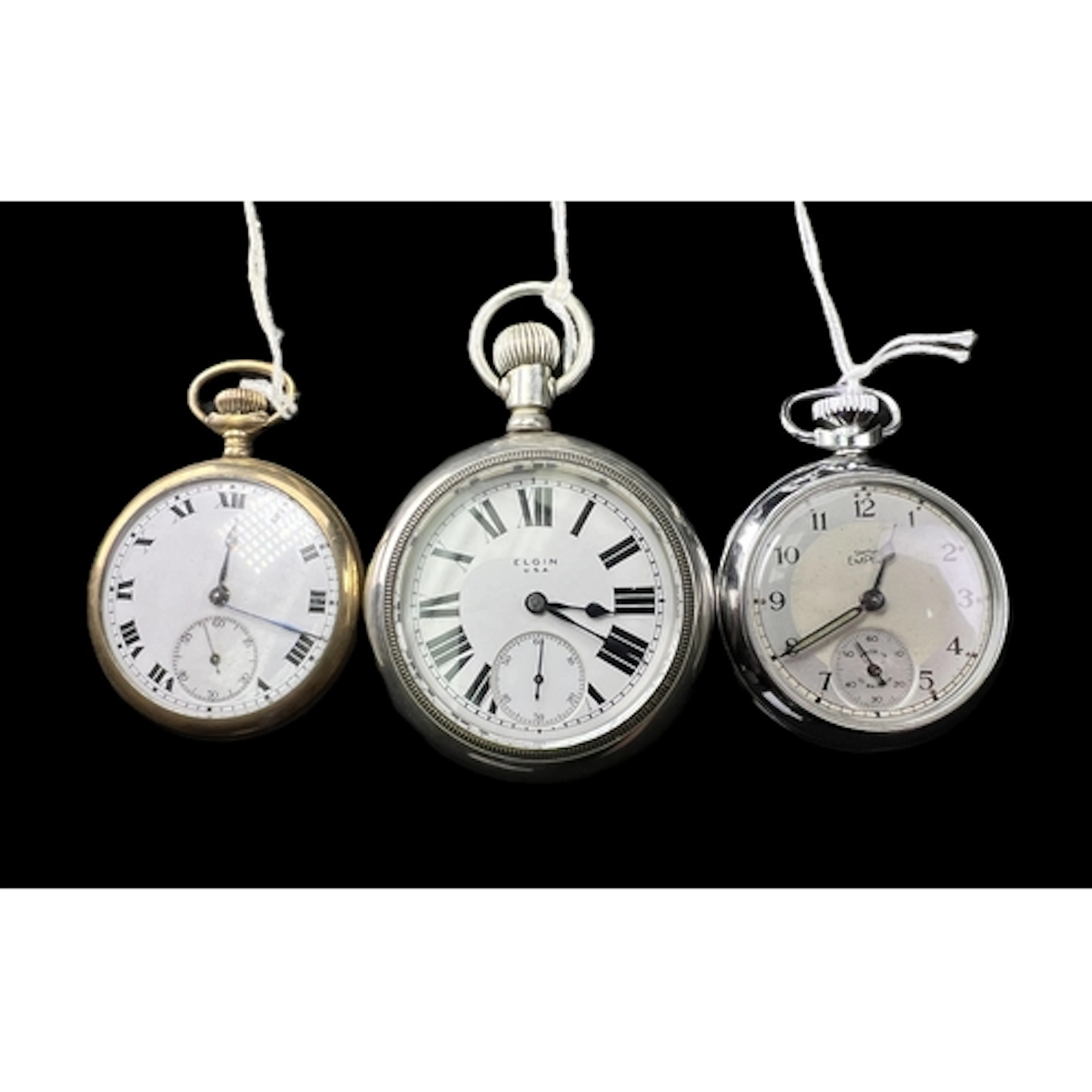 An open faced keyless gents white metal cased pocket watch b...