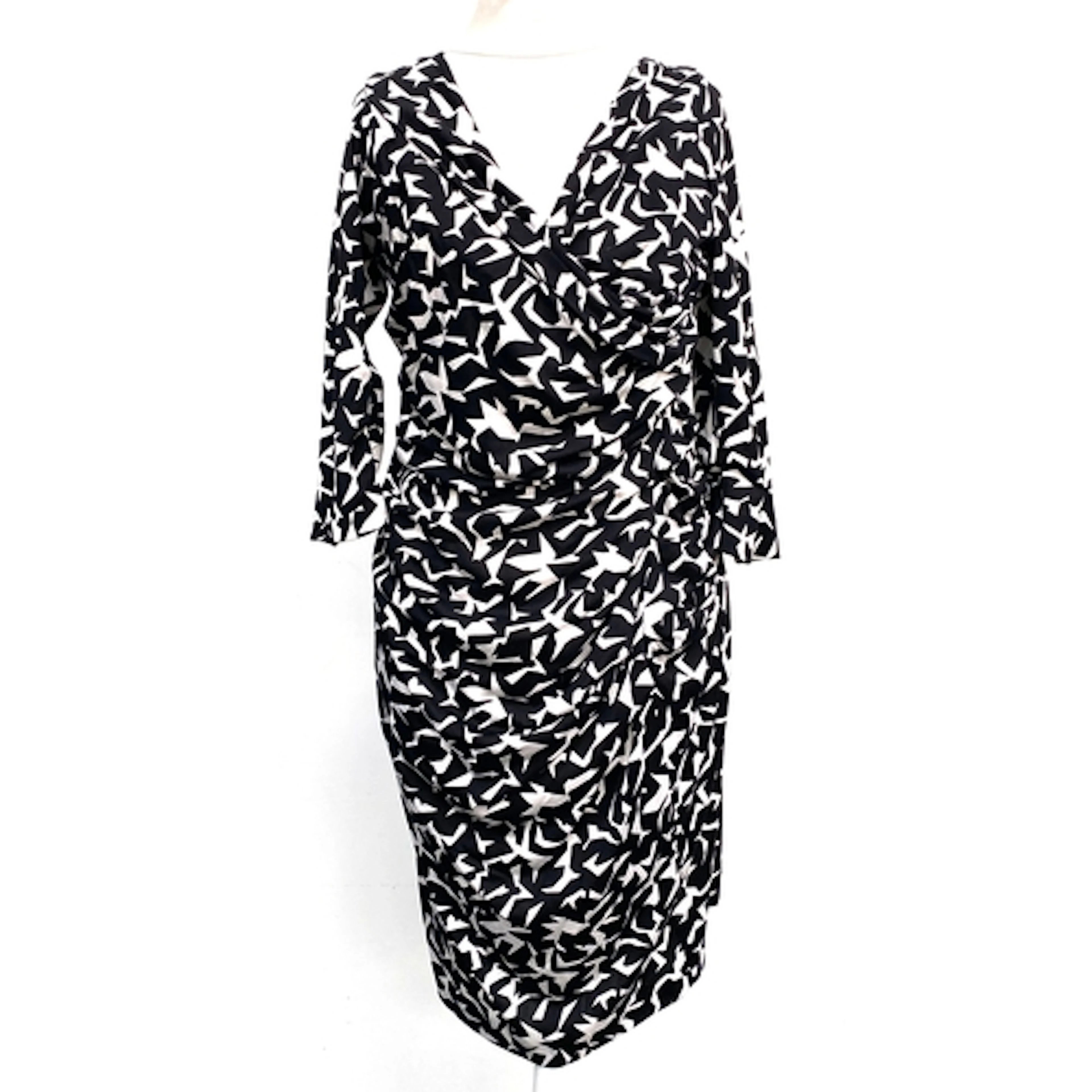 A Diane von Furstenberg black and white geometric silk dress...